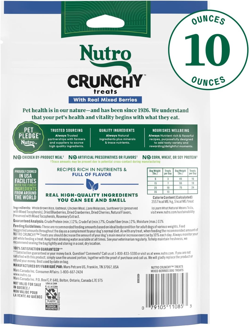 Nutro Crunchy Dog Treats with Real Mixed Berries, 16 oz | 5 calories per treat, natural ingredients, no corn, wheat, soy protein, low calorie, quality protein, ideal for training