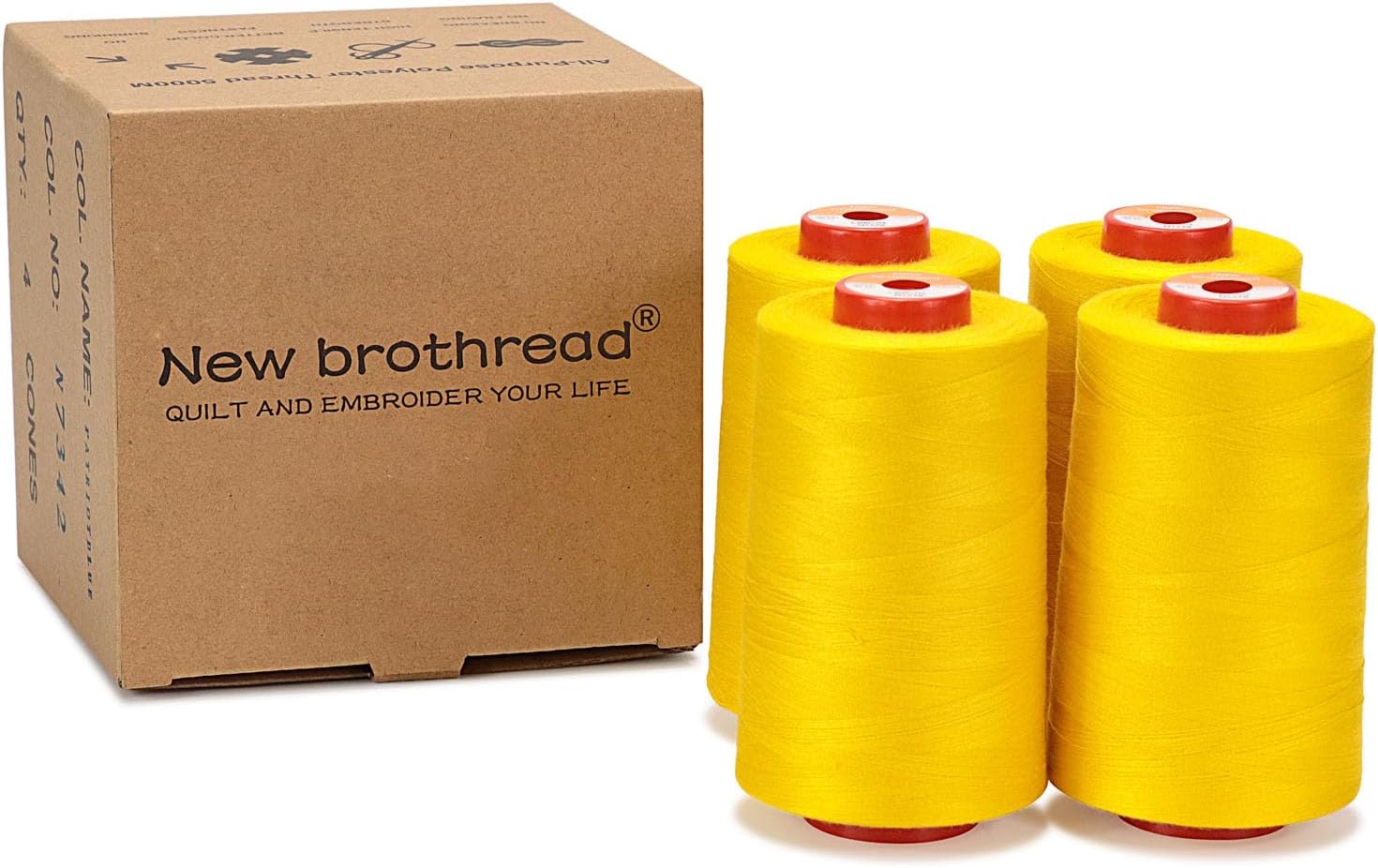 New brothread 4 Large Cones All Purpose Polyester Thread -Cream