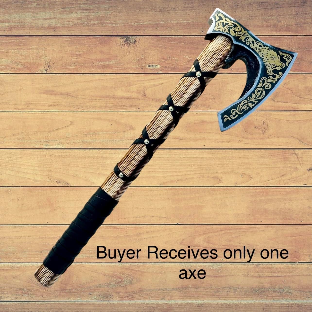 Poshland AX-7000 Custom Gift Forged Carbon Steel Viking Axe with Rose Wood Shaft, Viking Bearded Camping Axe