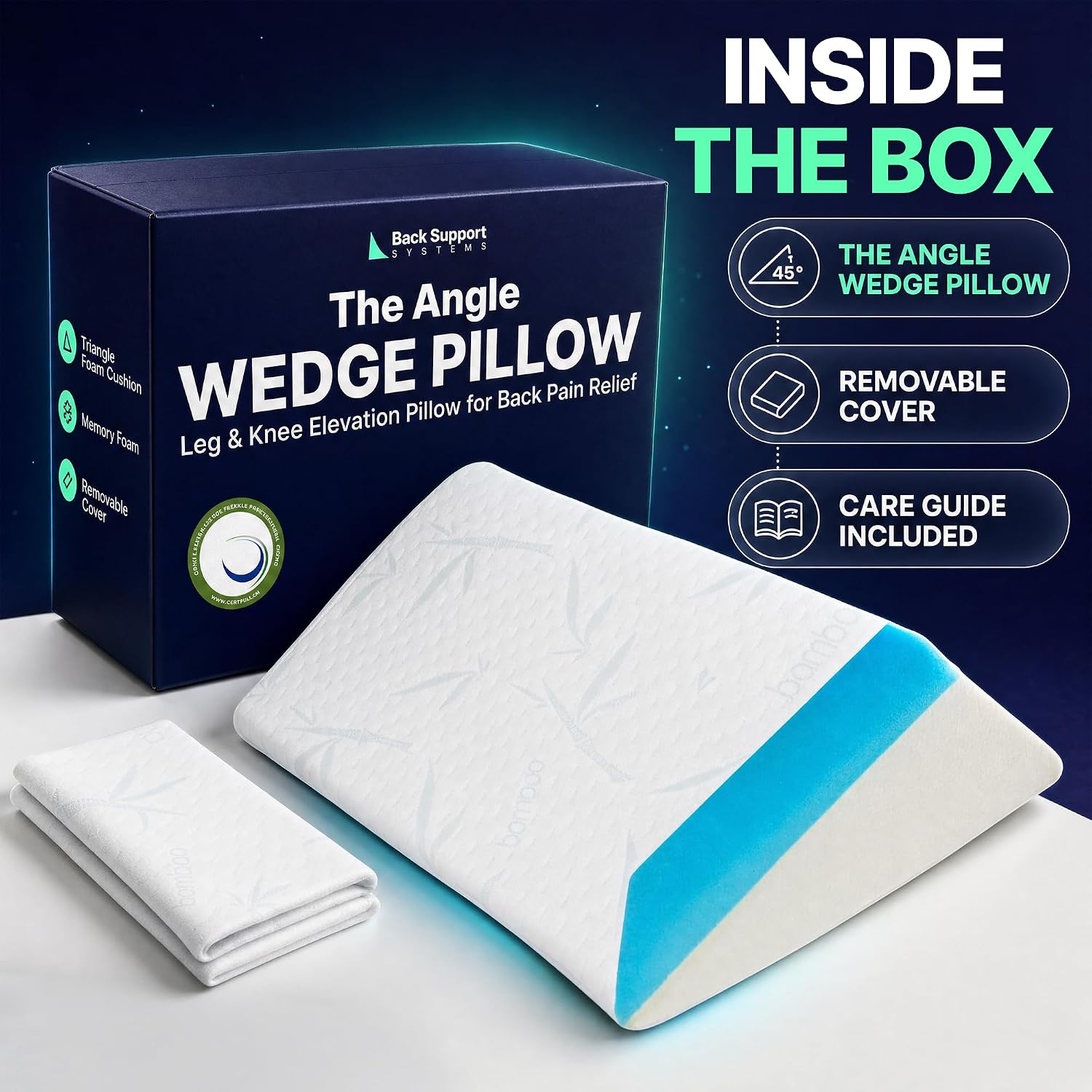 The Angle Wedge Pillow – Leg & Knee Pillow Wedge for Sciatica Pain Relief, Body Pain, Lumbar Decompression – Triangle Foam Cushion Bed Bolster for Lower Back Support, Small | Leg and Knee Pillow Wedge, Body Pain, Lumbar Decompression, Triangle Foam Cushi…