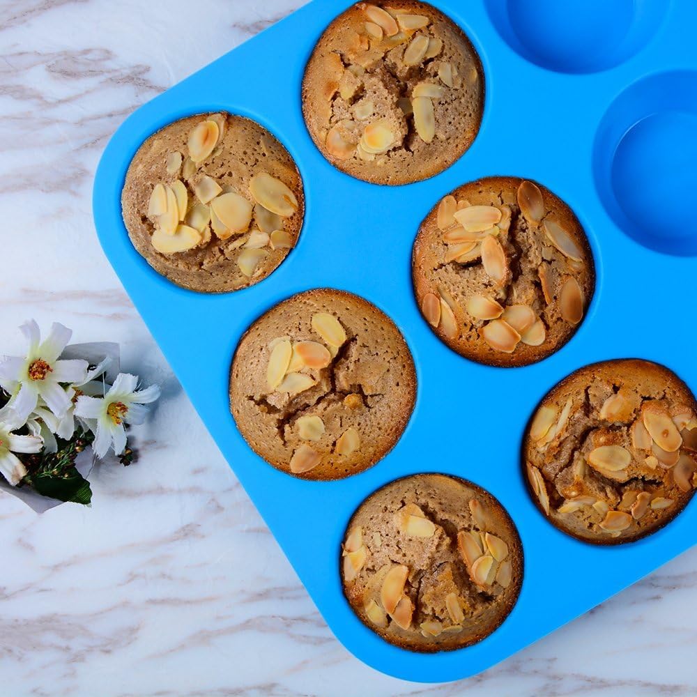 CAKETIME Silicone Muffin Pan - Cupcake Pan, Mini Loaf Pan Silicone Baking Molds Food Grade 3-Pack