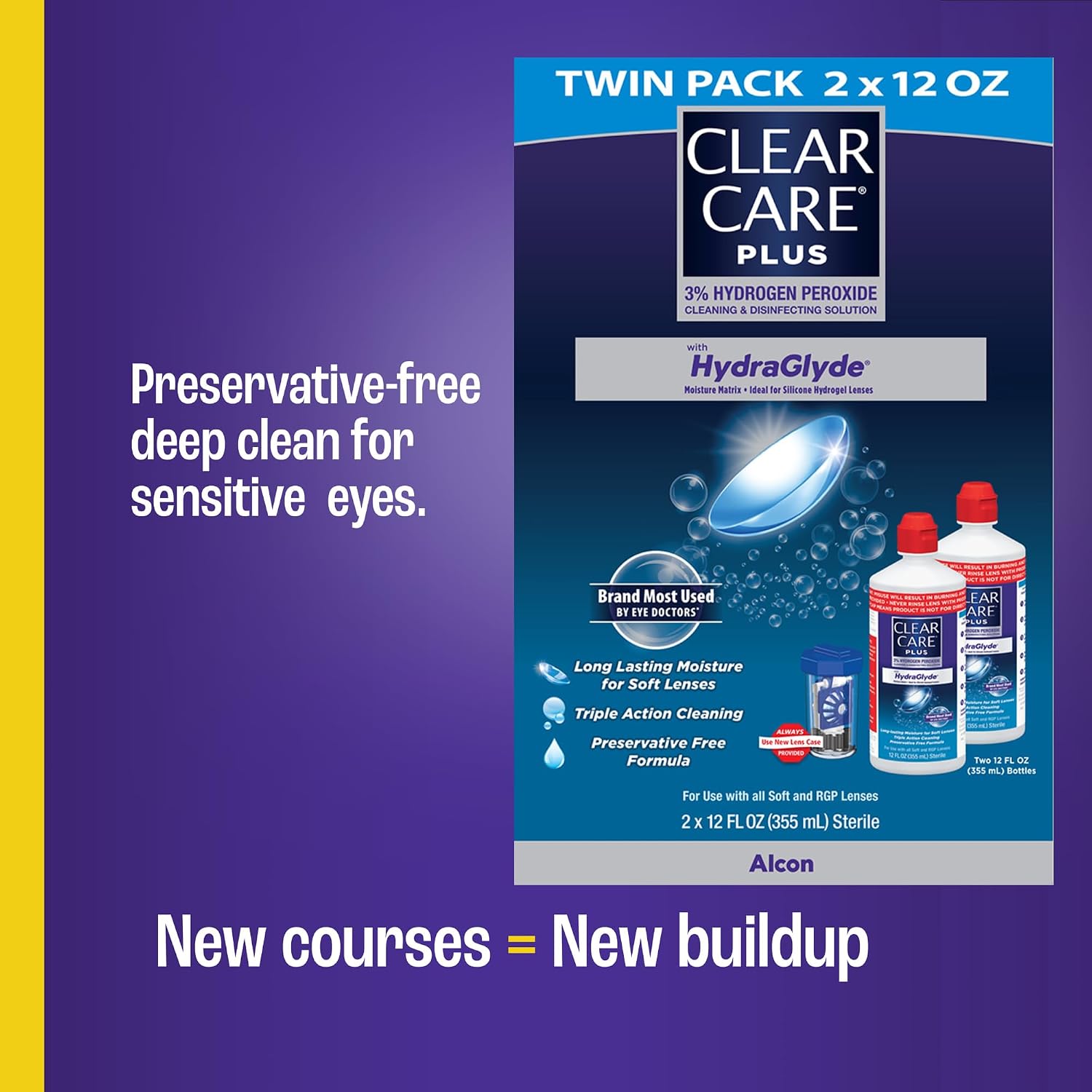 CLEAR CARE PLUS Cleaning & Disinfecting Contact Lens Solution 12 Oz, 2 Pack