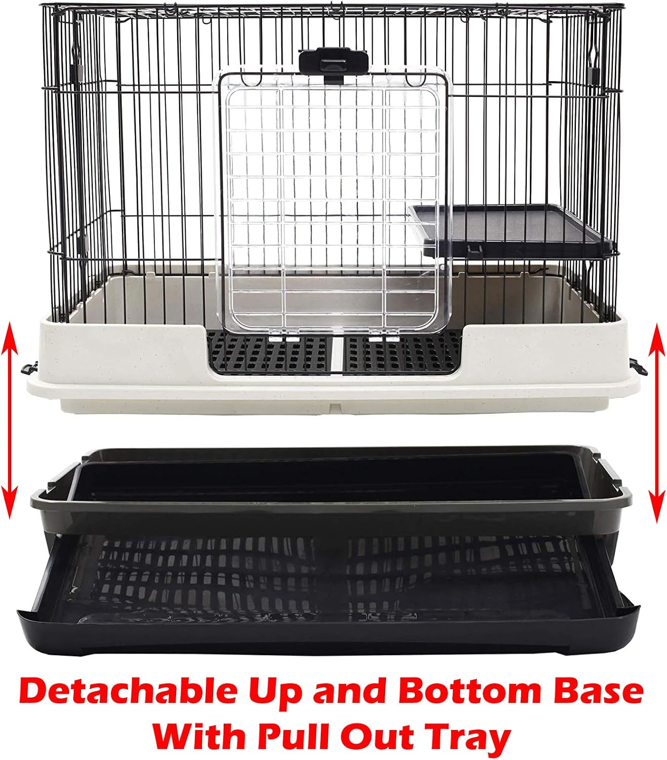 Mcage Extra Large Cage for Guinea Pig, Black, 32"L x 21"W x 28"H, Roomy, Easy to Clean, Anti-slip Step Ramp, Safety Lockable Casters, No Tools Needed