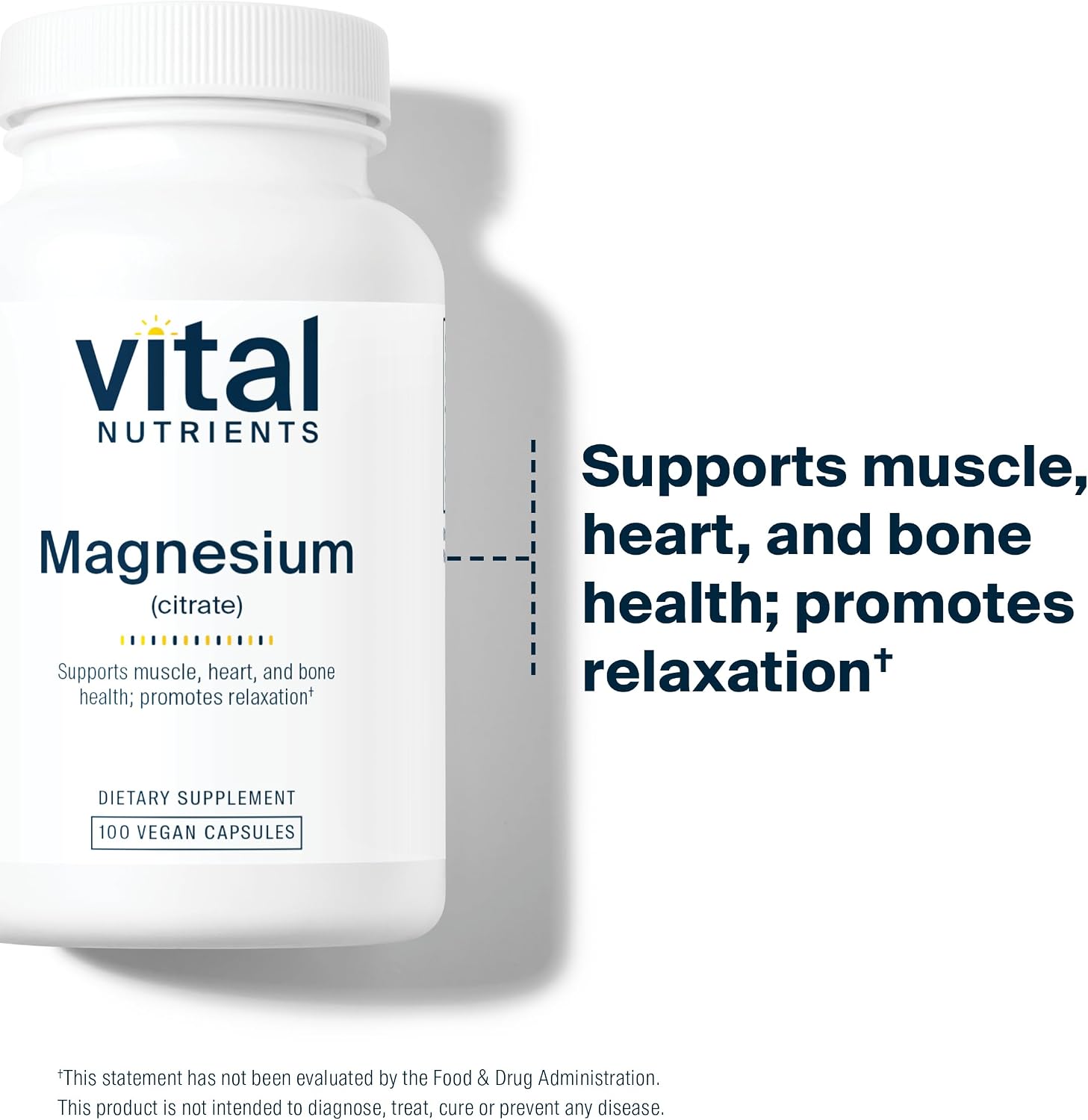 Vital Nutrients Magnesium Citrate 150mg - Promotes Relaxation - Supports Sleep, Bone, Heart, Muscle, Kidney, & Nerve Health* - Vegan Supplement - Gluten, Dairy, Soy Free - 100 Capsules