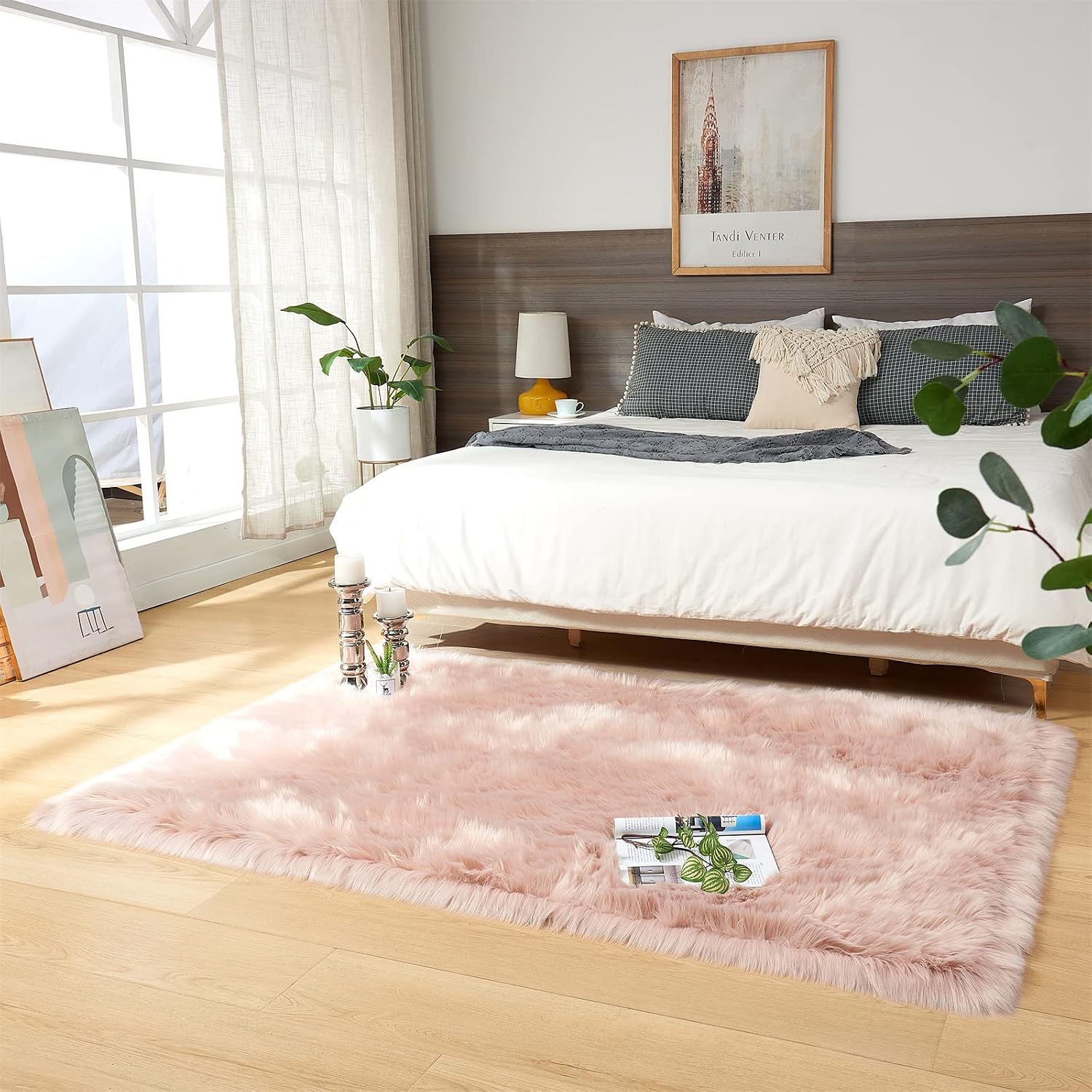 EasyJoy Ultra Soft Fluffy Shaggy Area Rug Faux Fur Rug Chair Cover Seat Pad Fuzzy Area Rug for Bedroom Floor Sofa Living Room (2 x 6 ft Sheepskin