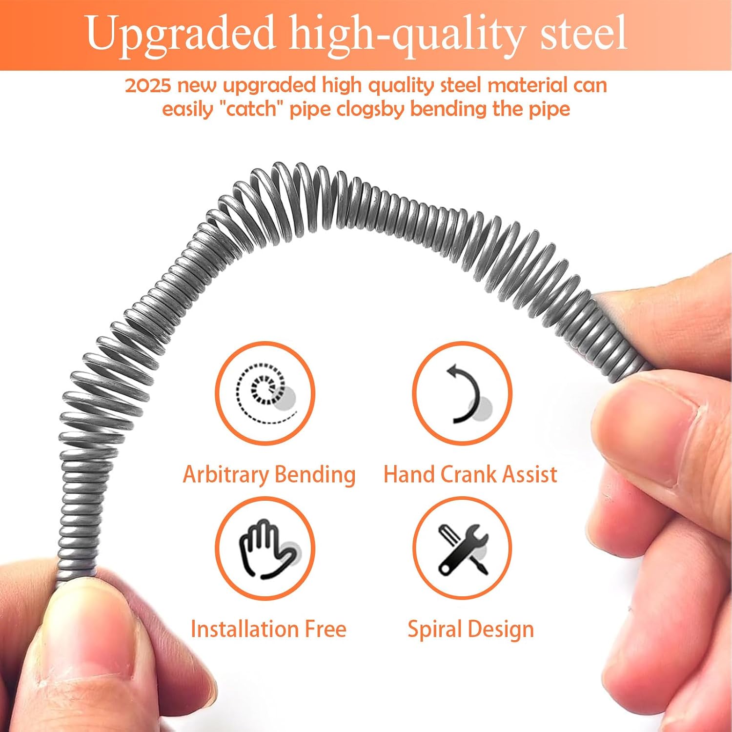 33 Feet Drain Snake Auger, Plumbing Snake Drain Hair Clog Removal Tool, Heavy Duty Toilet Snake Auger