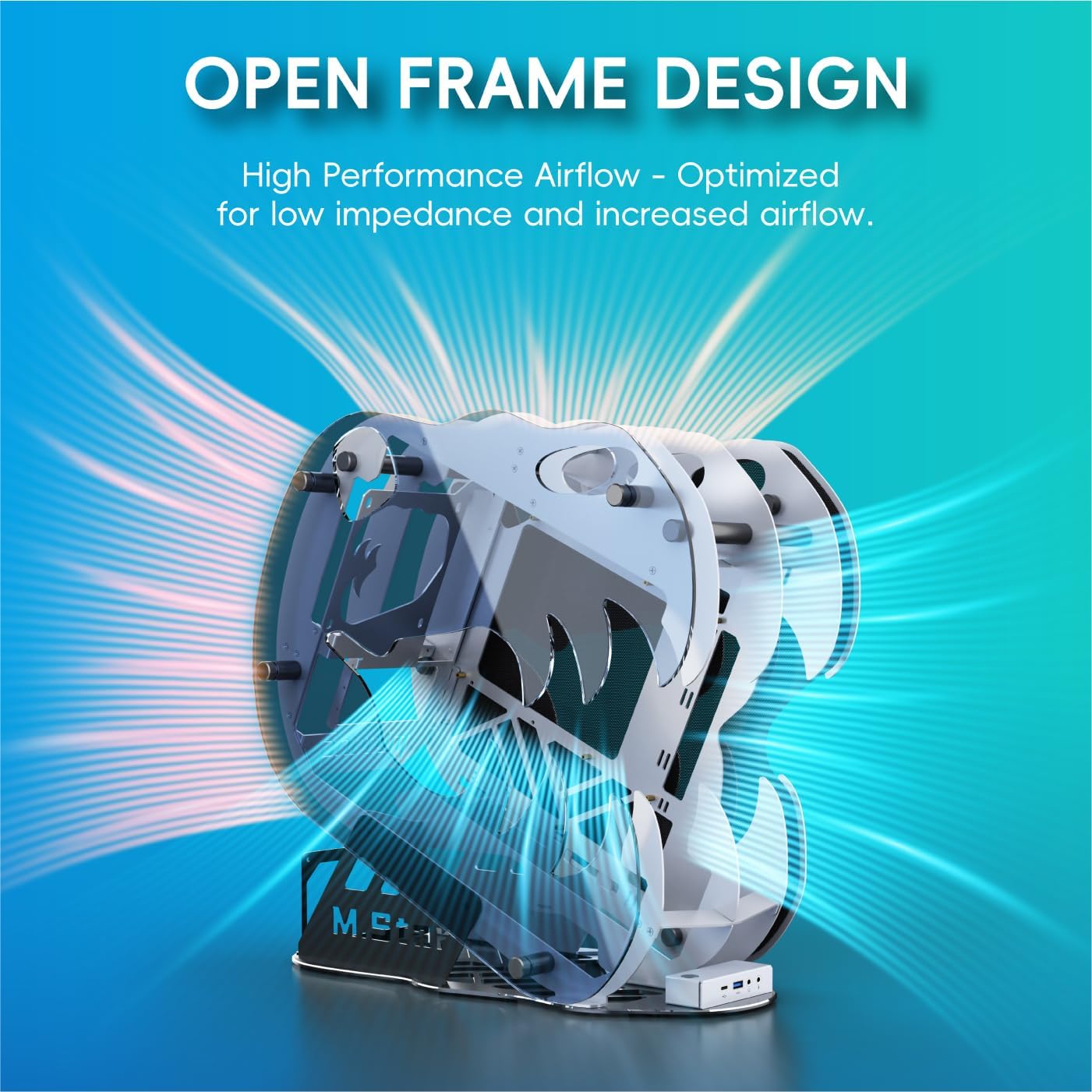 MegaPC Upgraded Open-Frame Mid-Tower Micro-ATX/Mini-ITX Gaming PC Case, Tempered Glass Side Panel, Pre-Installed ARGB PWM Fan, with USB3.0, Type-C