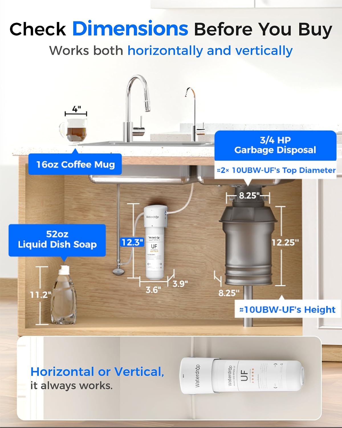 Waterdrop 10UB Under Sink Water Filter System with Dedicated Faucet
