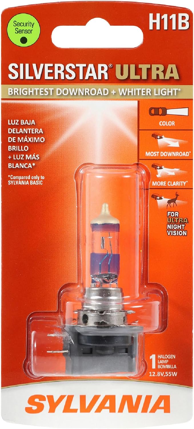 SYLVANIA - H11B SilverStar Ultra - High Performance Halogen Headlight Bulb, High Beam, Low Beam and Fog Replacement Bulb