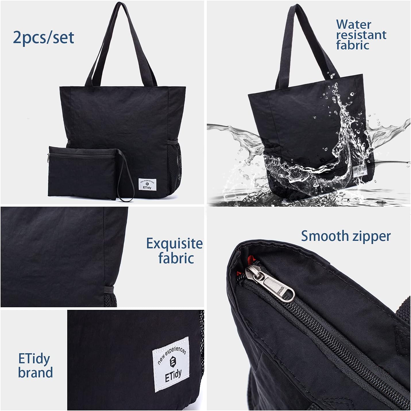 ETidy Large Capacity Foldable Tote Bag With Zipper