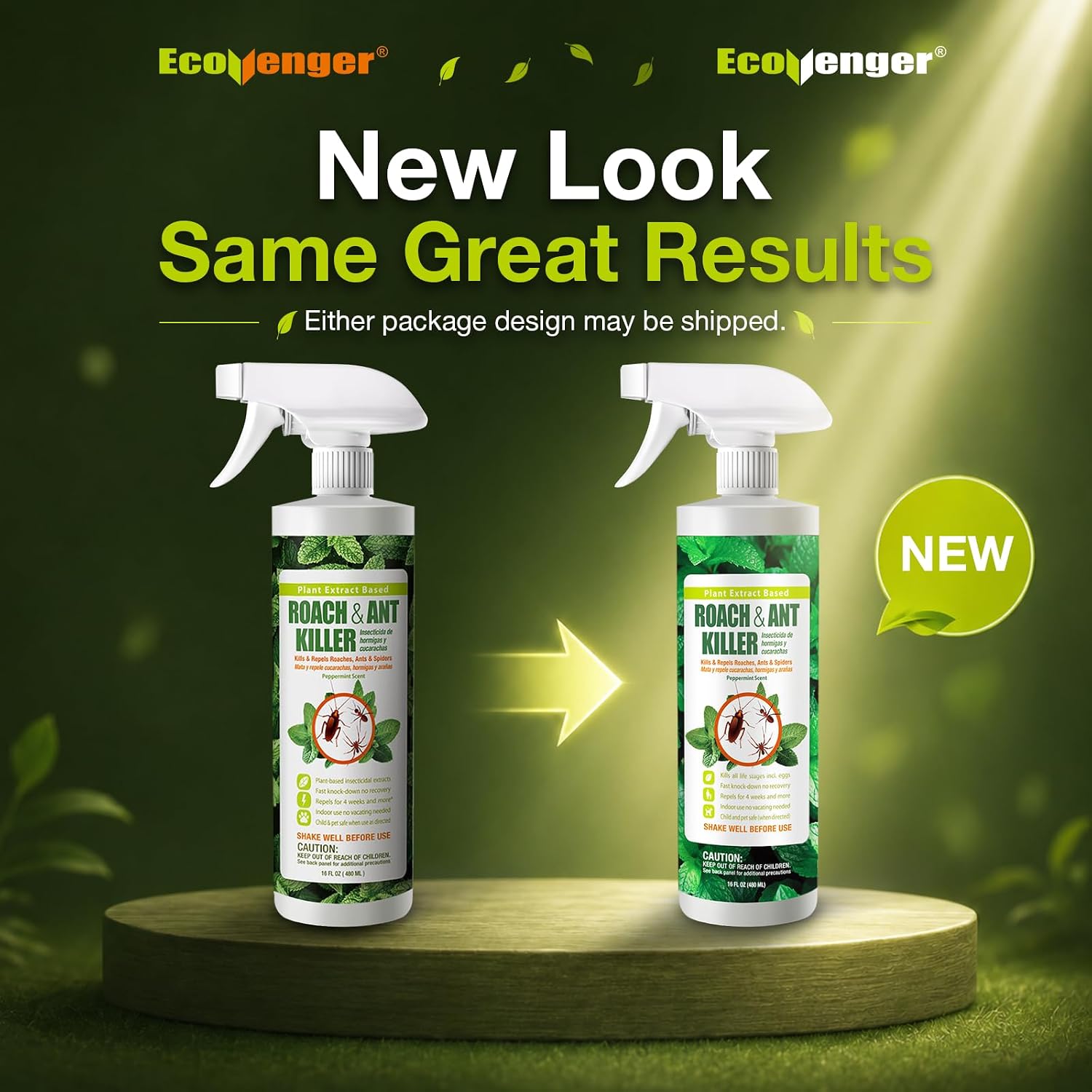 EcoVenger® Roach and Ant Killer 16 oz | Kills on Contact | Extended 4-Week Deterrence | Peppermint Scent | Child and Pet Safe