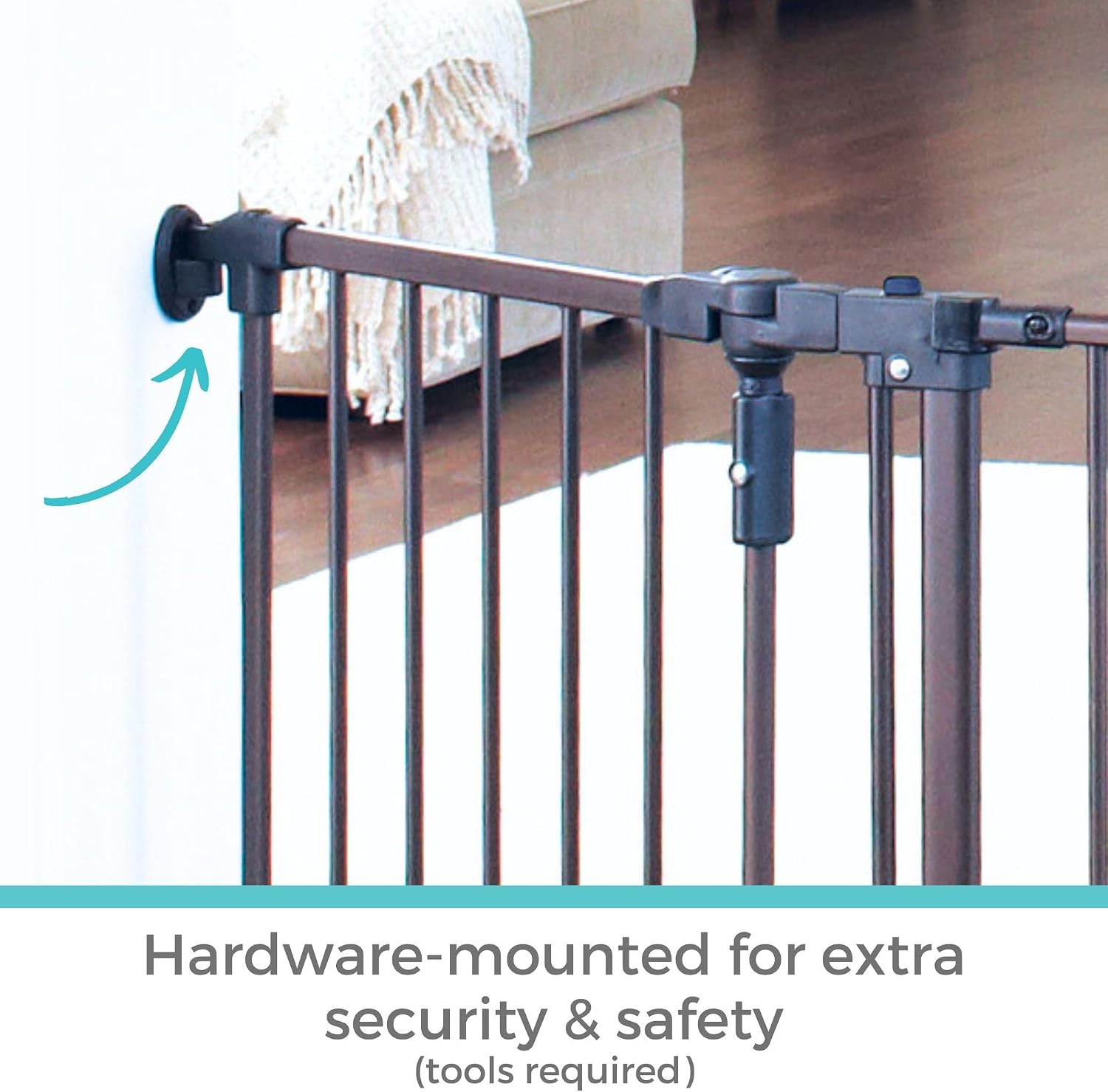 Toddleroo by North States - Deluxe Décor Safety Gate: Hardware Mounted Extra Wide Metal Baby Gate - Adjustable Child Gate - 38.3 to 72 Inches Wide - 30 Inches Tall - Matte Bronze