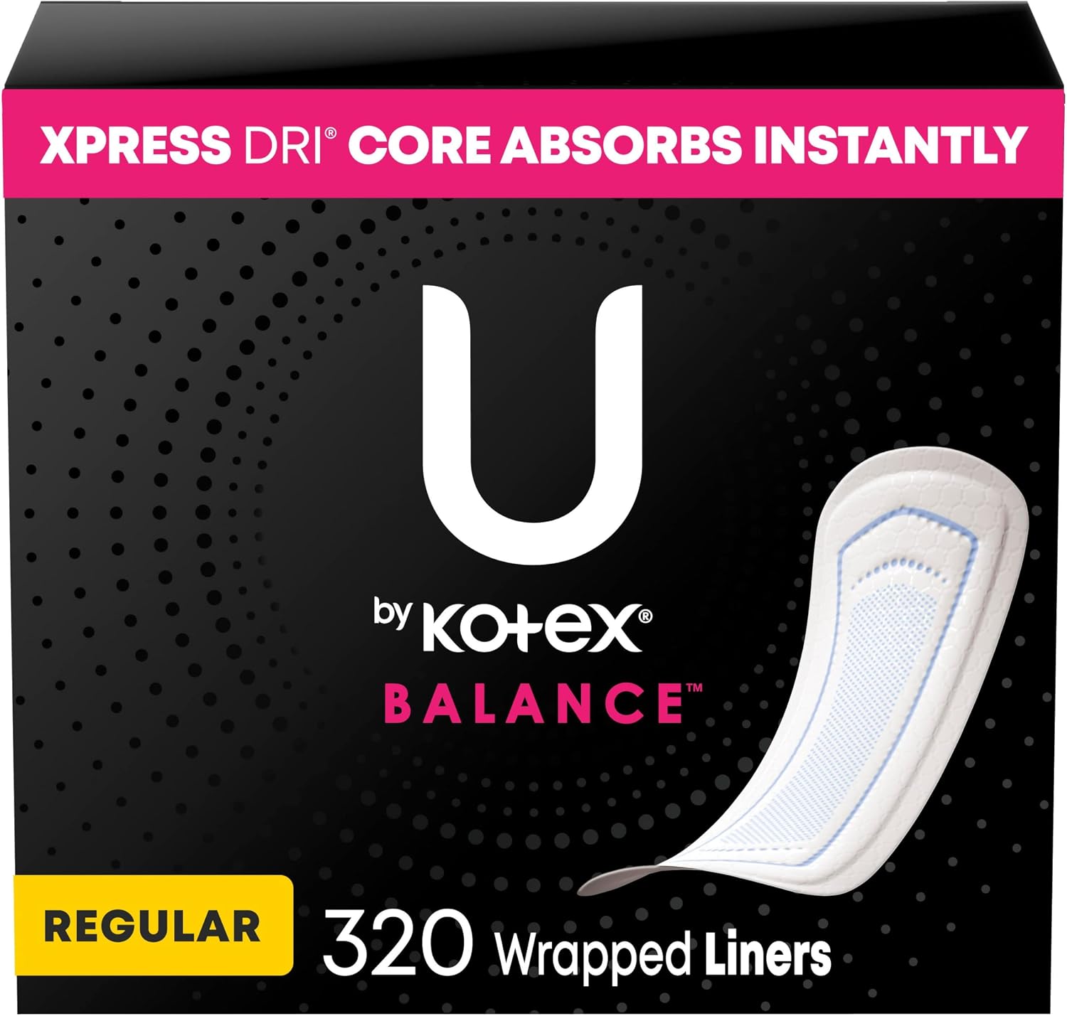 U by Kotex Balance Daily Panty Liners, Wrapped, Light Absorbency, Regular Length, 50 Count (Packaging May Vary)