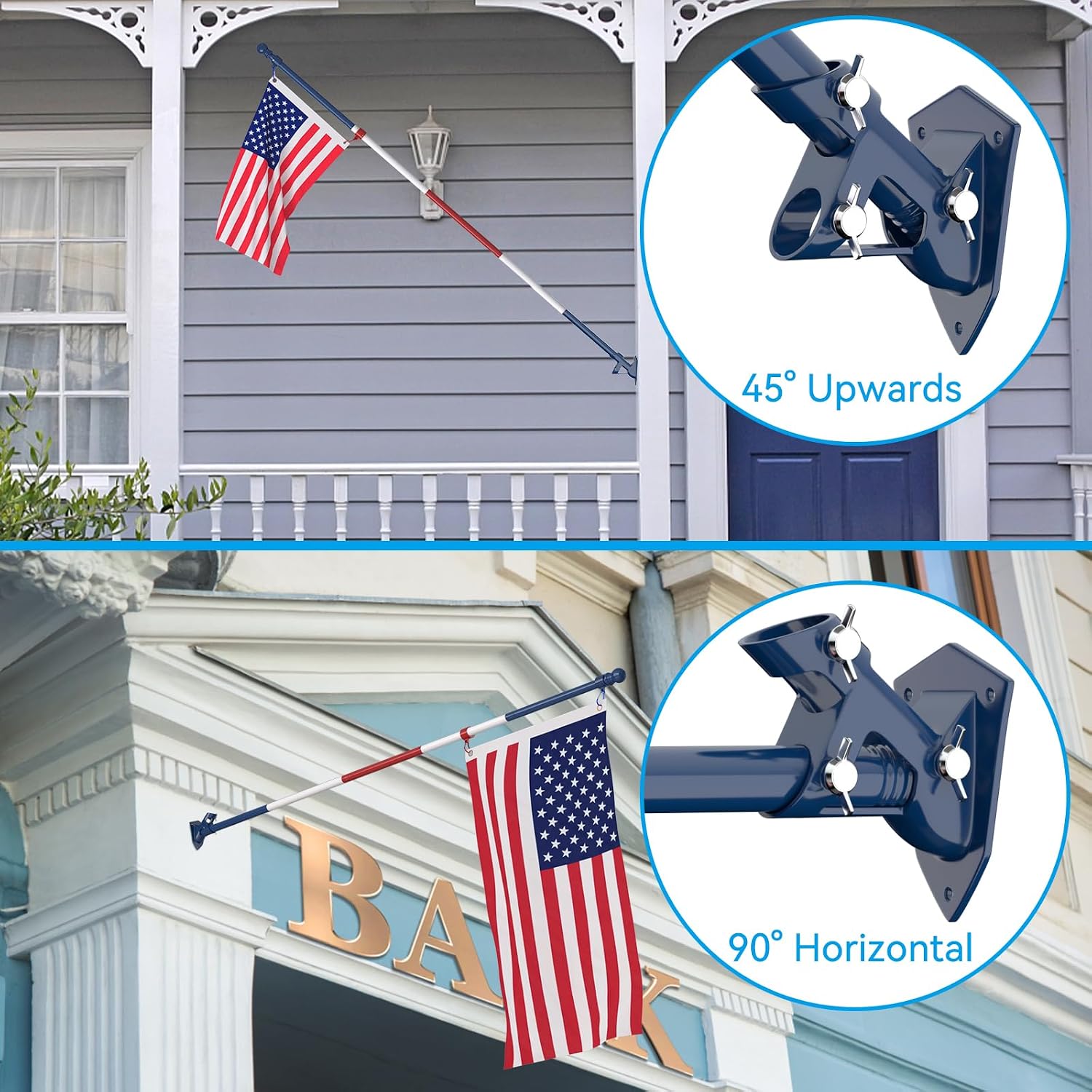ZMTECH Flag Pole - Upgraded Bracket, 6 FT Stainless Steel Flag Poles for Outside House, Residential or Commerical