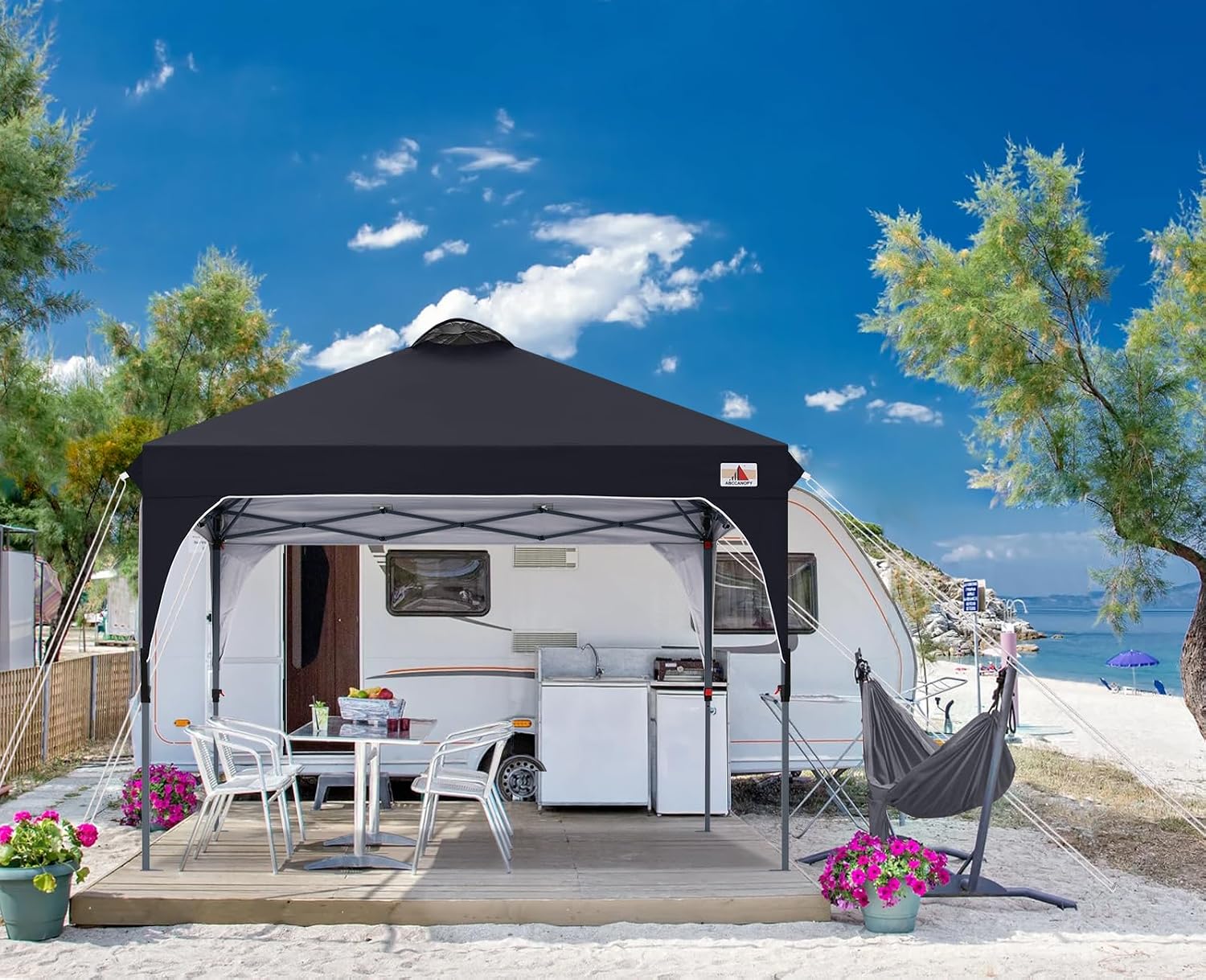 ABCCANOPY Outdoor Pop up Canopy Tent, 10x10 Instant Portable Canopy for Camping, Beach, Backyard,Gray | Water resistant & UV protection canopy, easy setup, with carry bag, ideal for camping, beach, backyard, market events