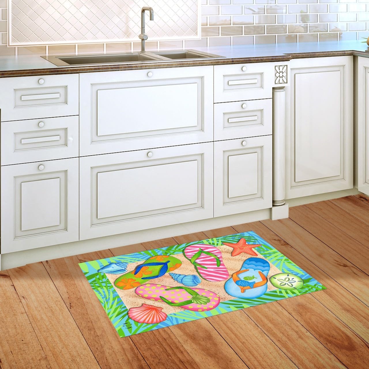 Briarwood Lane Doormat 30x18 Indoor Outdoor Tropical Flip Flops Summer for Summer Doormat