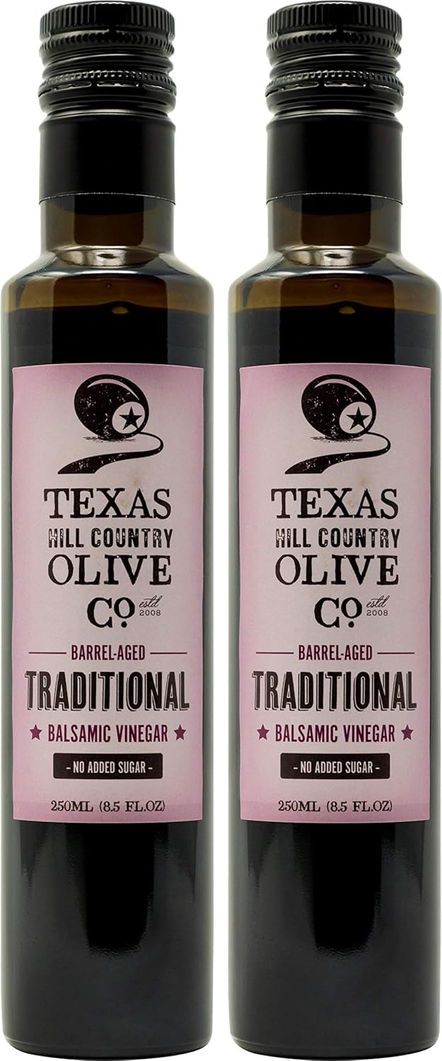 White Lemon Balsamic Vinegar - Gourmet Barrel Aged Infused Balsamic Vinegar - Great for Dressing Dipping Glazing - No Artificial Flavors or Added Sugar - Made in Texas (8.5 oz)
