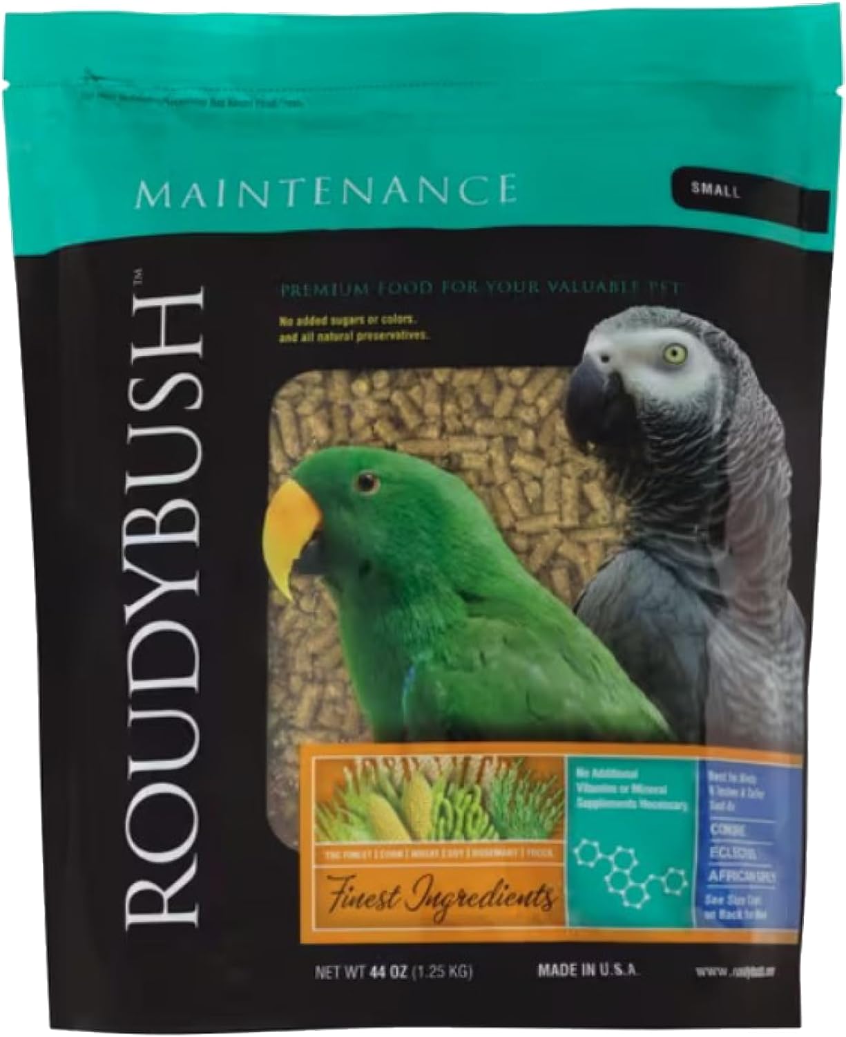 RoudyBush Daily Maintenance Food for Birds - Scientifically Formulated Bird Feed - Bird Food Pellets w/Corn, Wheat, Soy & More - Nutritious & Healthy Feed for Birds (Mini, 44oz)