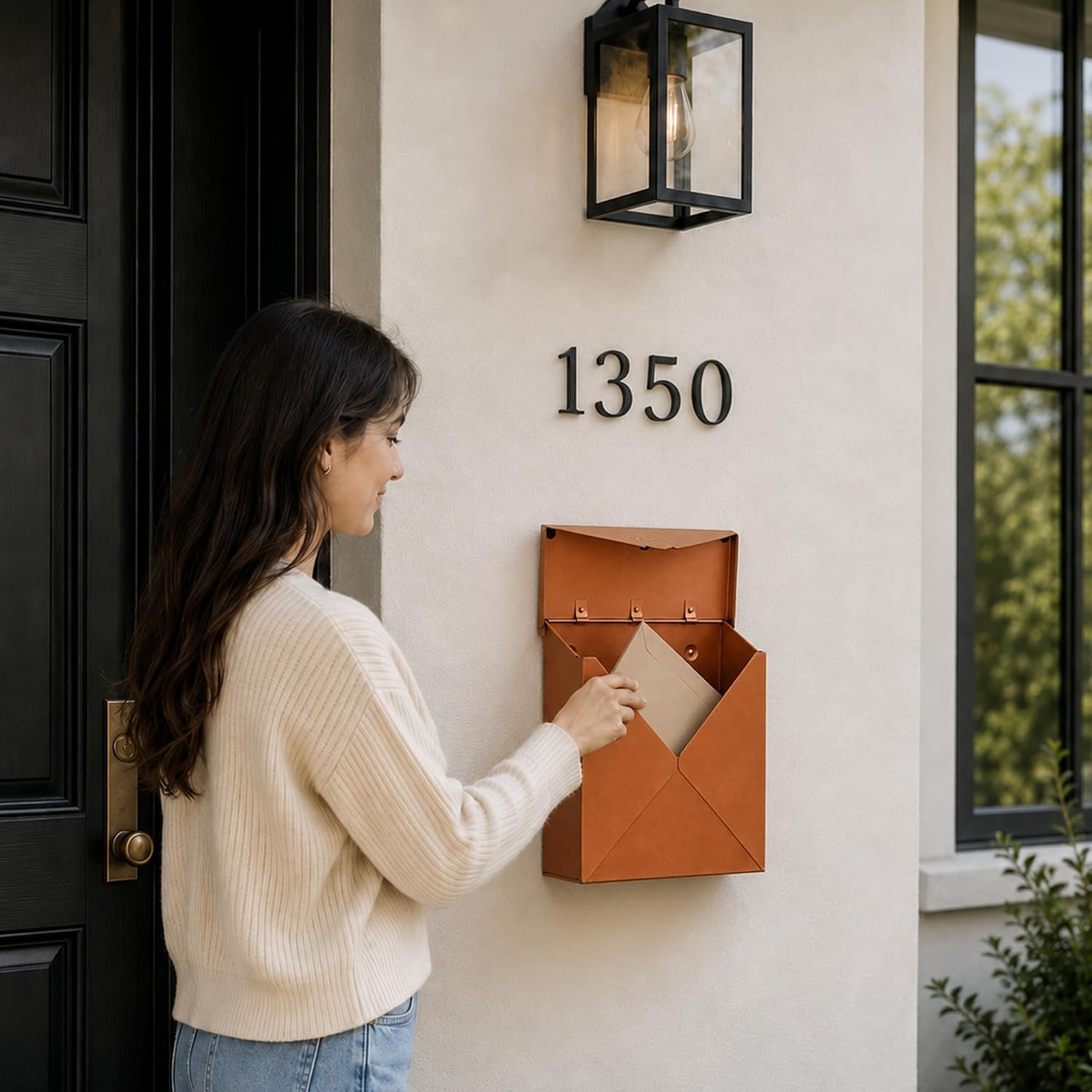 NACH Mailboxes for Outside Wall Mount, 10 x 10 x 4 inch Black Mailbox, Waterproof Mailboxes for Outside - Chicago Style Mail Box