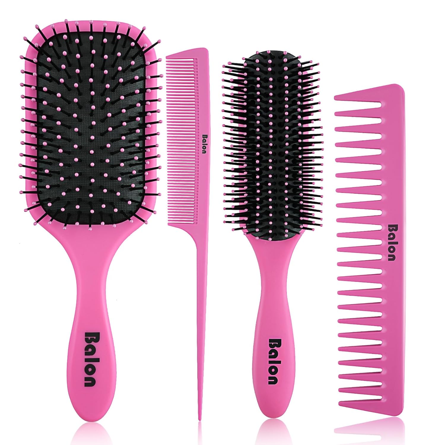 Hair Brush for Men and Women, 4Pcs Brush and Comb Set Detangling All Hair