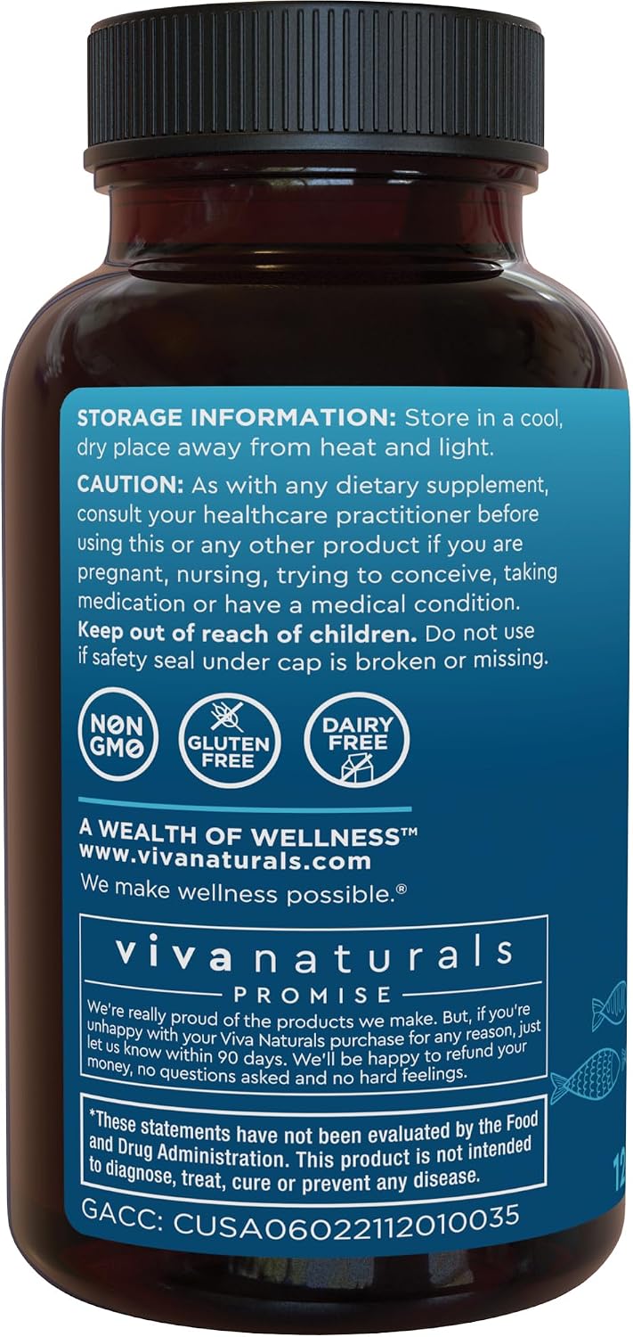 Viva Naturals Triple Strength Omega 3 Fish Oil Pills – 2500 mg High-Potency Formula with 2250 mg Omega 3 Fatty Acids (Including EPA, DHA, DPA) in rTG Form for Absorption – IFOS Certified, 90 Softgels