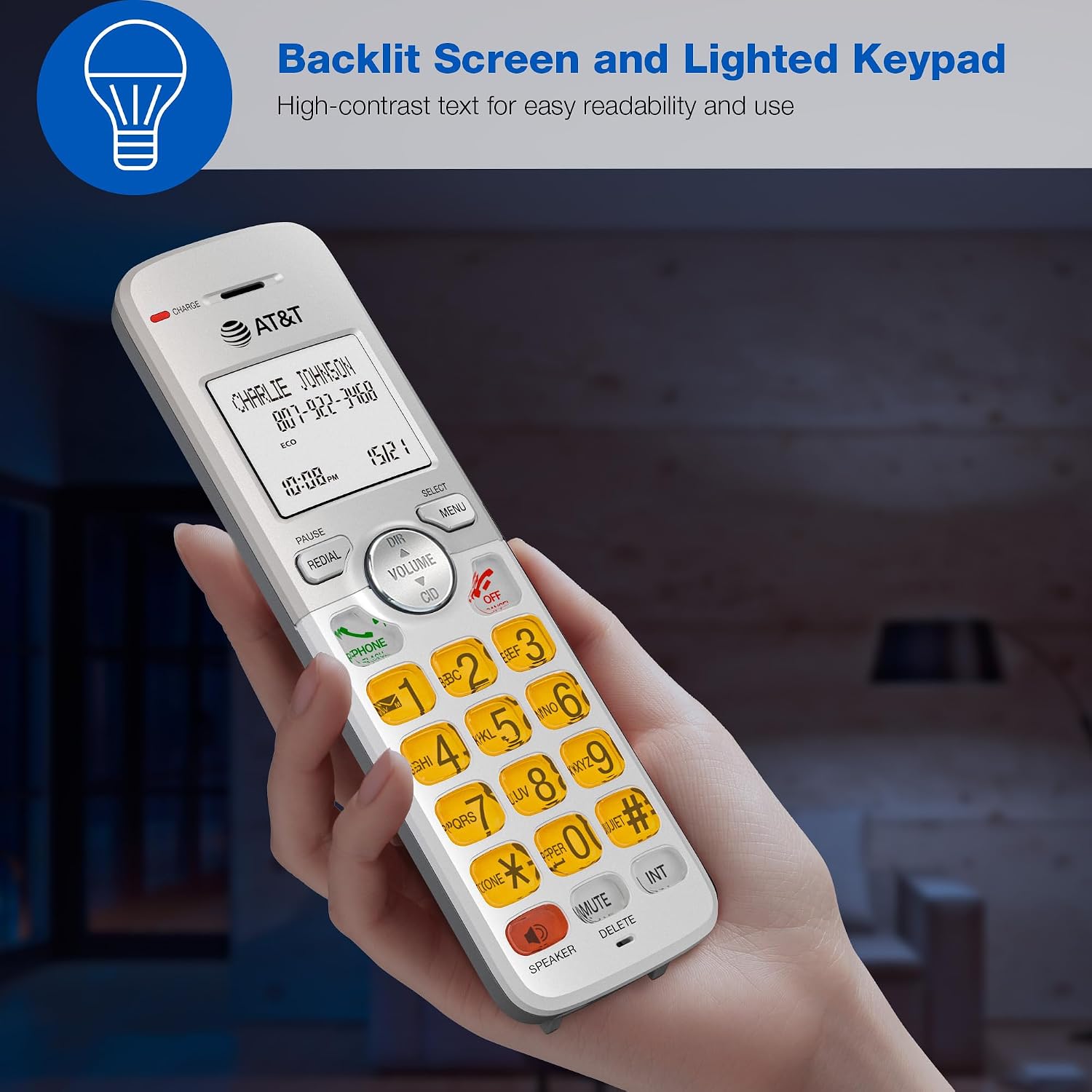 AT&T EL52213 2-Handset Cordless Phone, Light Champagne | Digital Answering System, Extra-Large Backlit Keys, Caller ID/Call Waiting, DECT 6.0, Expandable Speakerphone