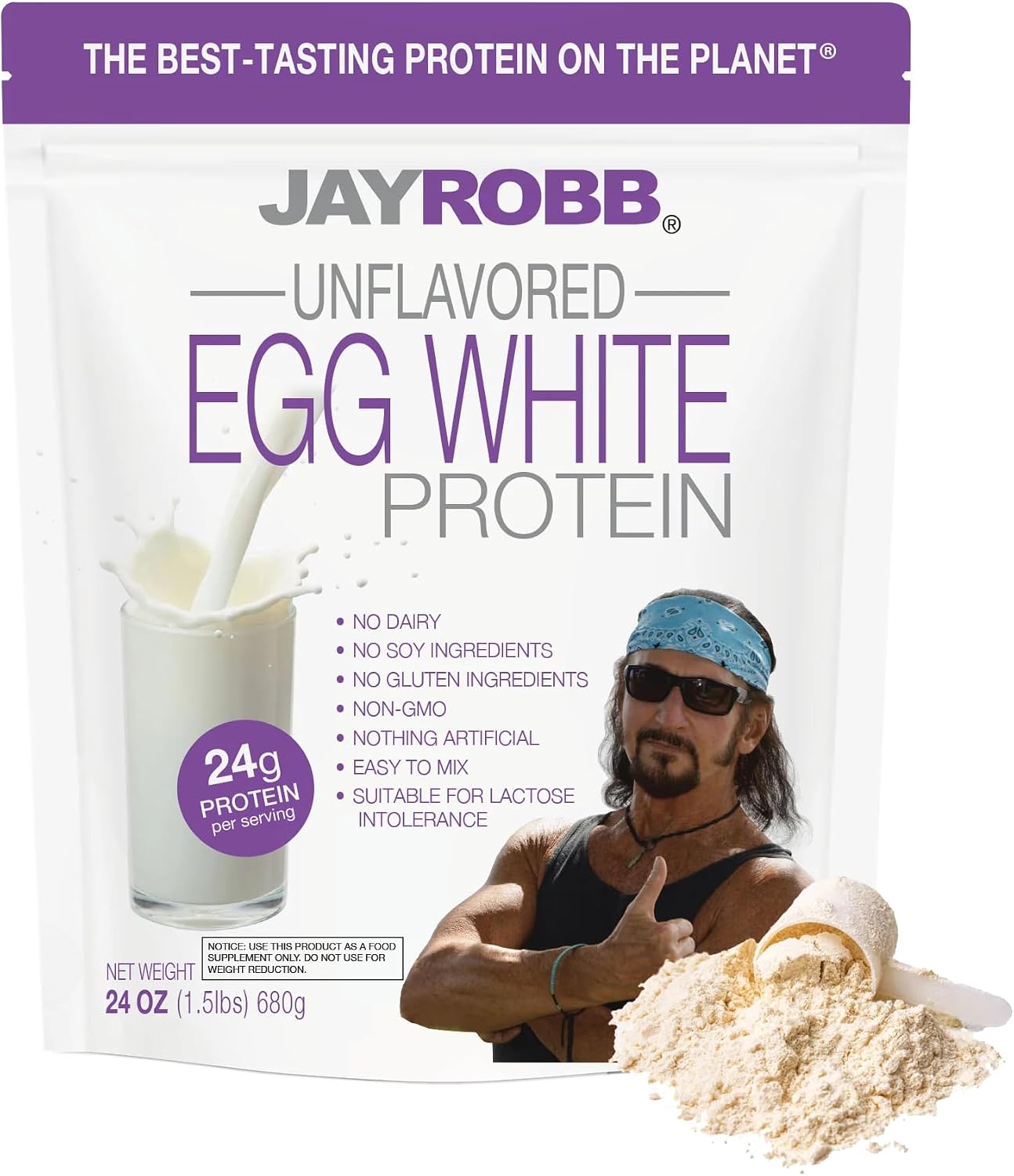 JAYROBB Vanilla Egg White Protein 24 oz, 1.5 Pound Bag