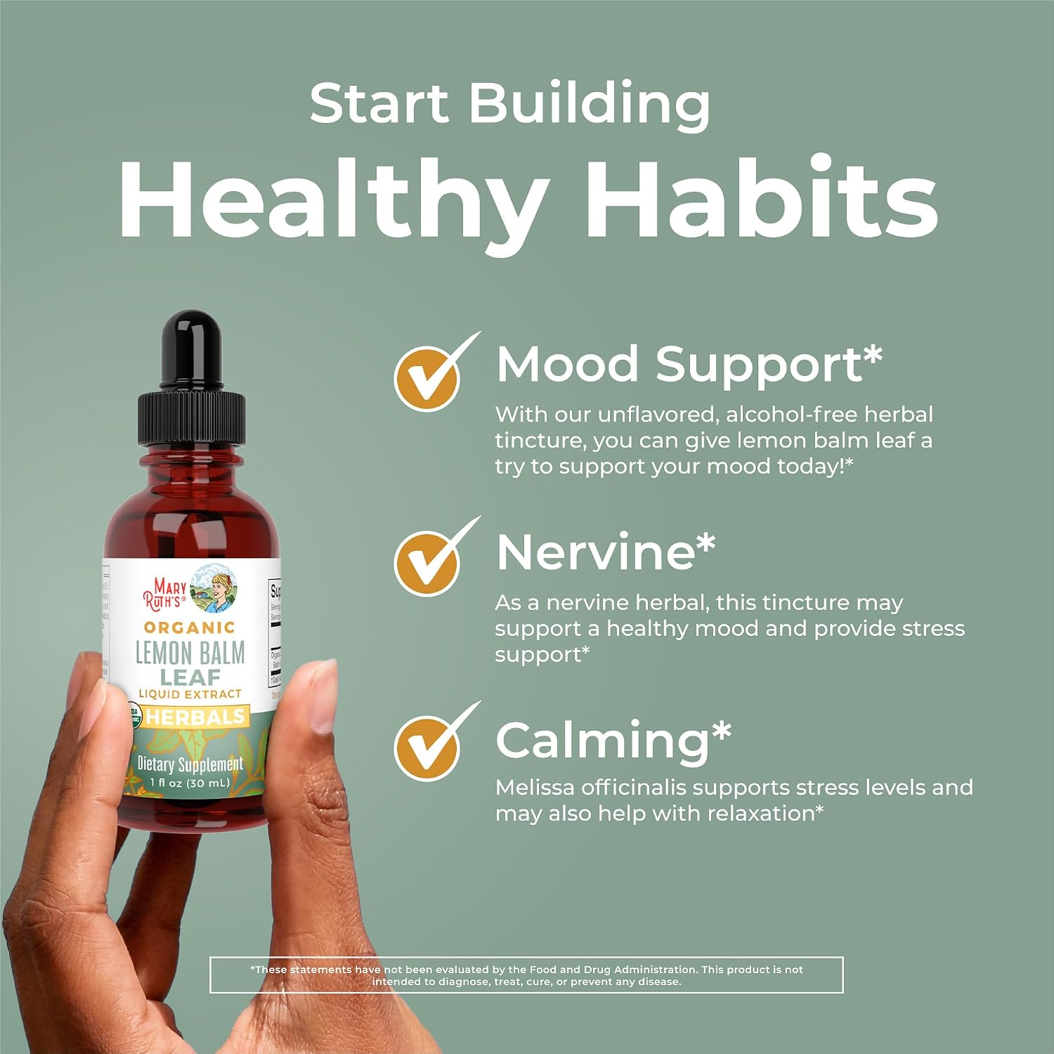 MARYRUTH'S Organic Lemon Balm Leaf Liquid Extract, Mood Support, 1 Fl Oz
