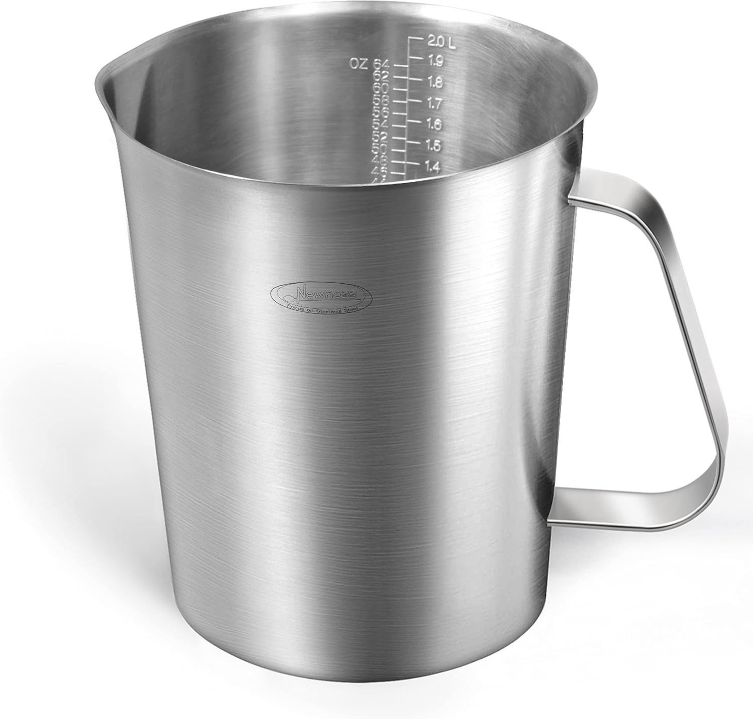 Newness Stainless Steel Measuring Cup, Metal Measuring Cup with Handle (Upgraded, 3 Marking Including Cup/ML/Ounce Scale), 16 Ounces (0.5 Liter, 2 Cup)