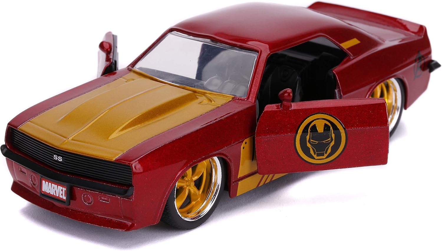 Jada Toys Marvel 1:32 1969 Chevy Camaro Iron Man Die-cast Car, Toys for Kids and Adults