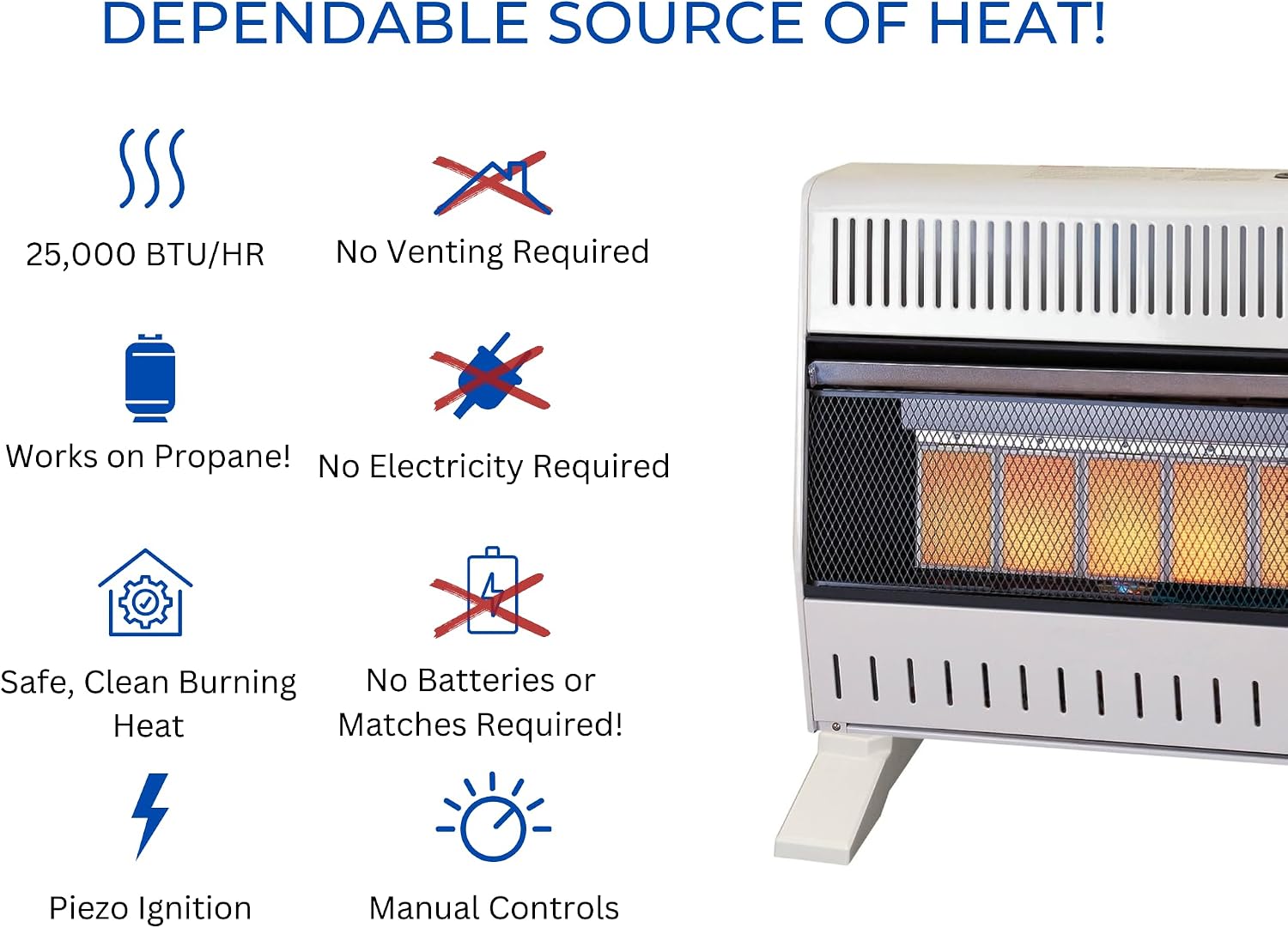 ProCom Heating Liquid Propane Ventless Infrared Plaque Heater With Base Feet - 10,000 BTU, Manual Control - Model# ML100HPA-B