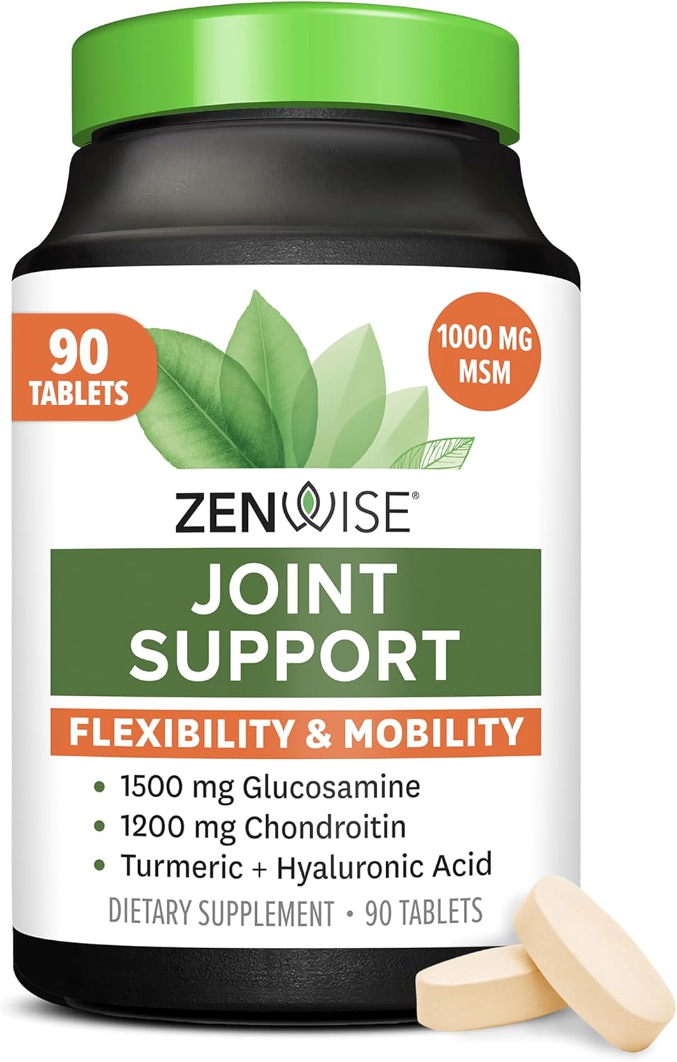 Zenwise Health Joint Support Supplement with Glucosamine Chondroitin MSM, Curcumin & Sulfate - Joint Health for Women & Men - Mobility & Flexibility Support for Knee, Cartilage & Bone - 180 Count | Tablets, 1500mg Glucosamine, 1200mg Chondroitin, 1000mg…