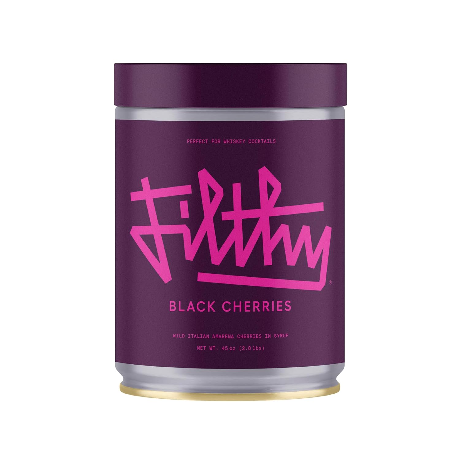 Filthy Amarena Black Cherries, Premium Cocktail Garnish - 45 Oz Tin, 1 Pack | All Natural Ingredients, Wild Italian Amarena Black Cherry for Whiskey Cocktails - Non-GMO, Gluten Free, Vegan