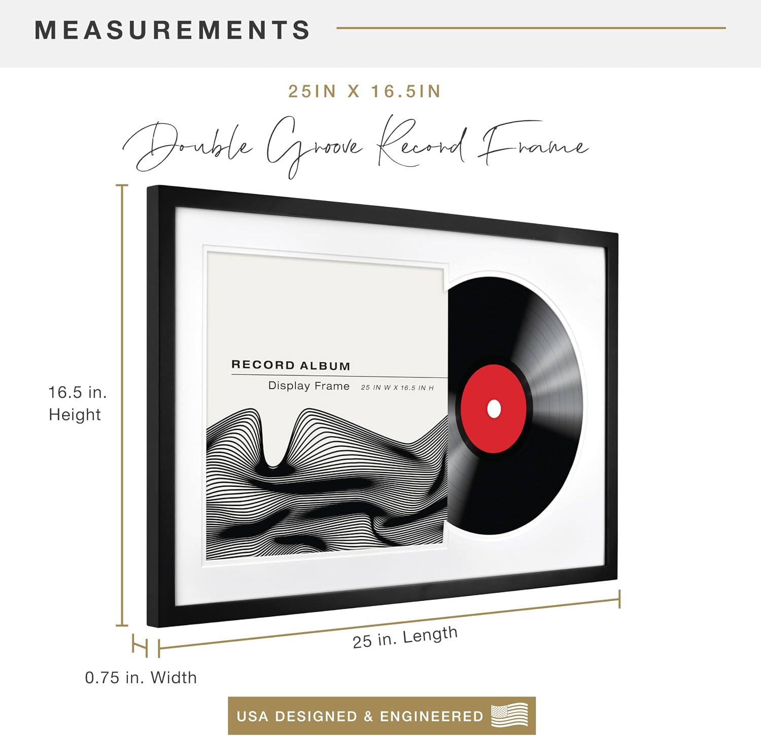 MCS Single Matted Record Album Frame, 15x15, Black