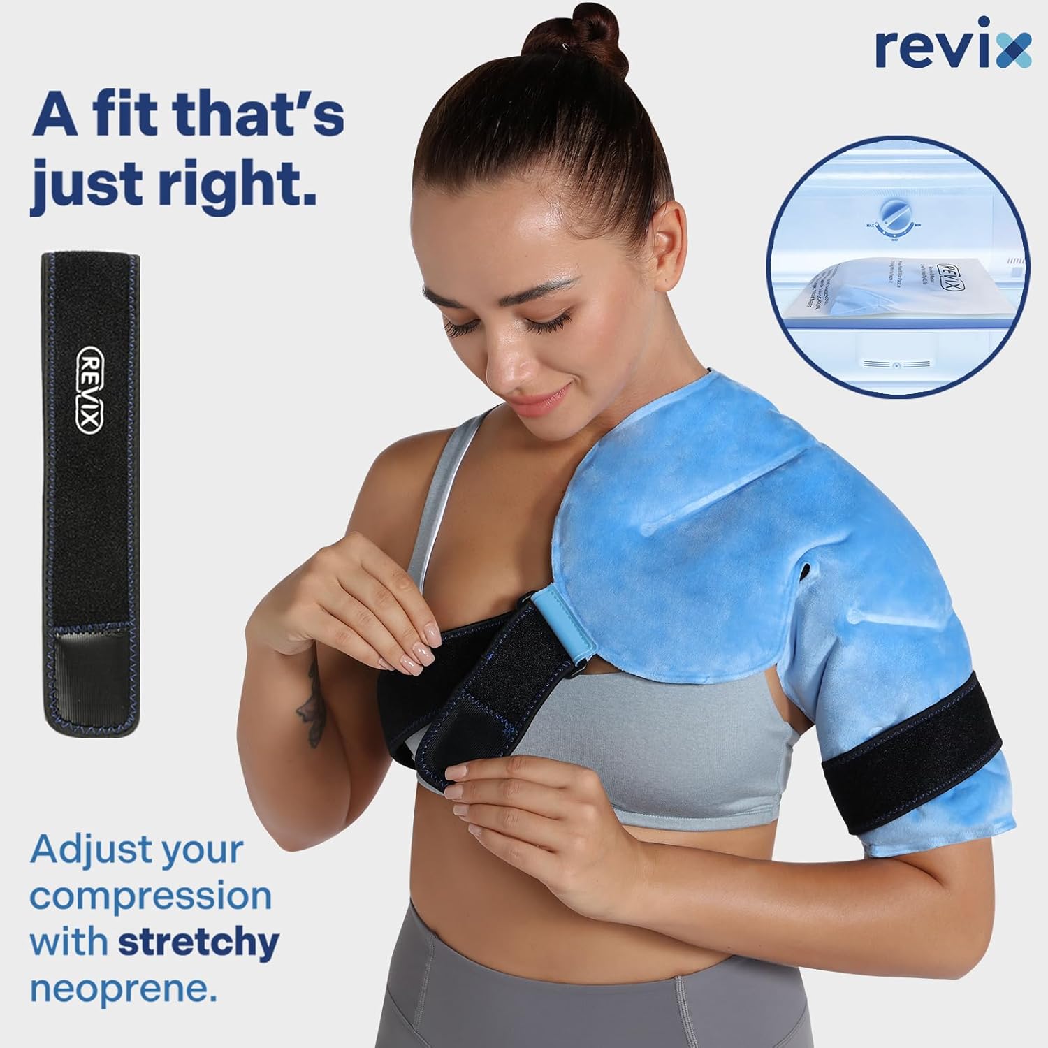 REVIX Shoulder Ice Pack Wrap for Rotator Cuff, Reusable Gel Cold Pack