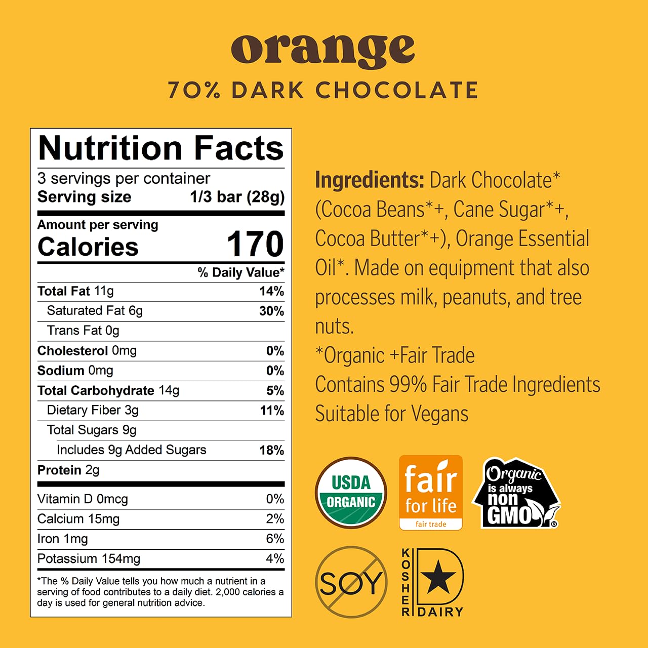 Theo Pure Organic Dark Chocolate Bar, 85% Cacao, 1 Bar | Vegan, Fair Trade