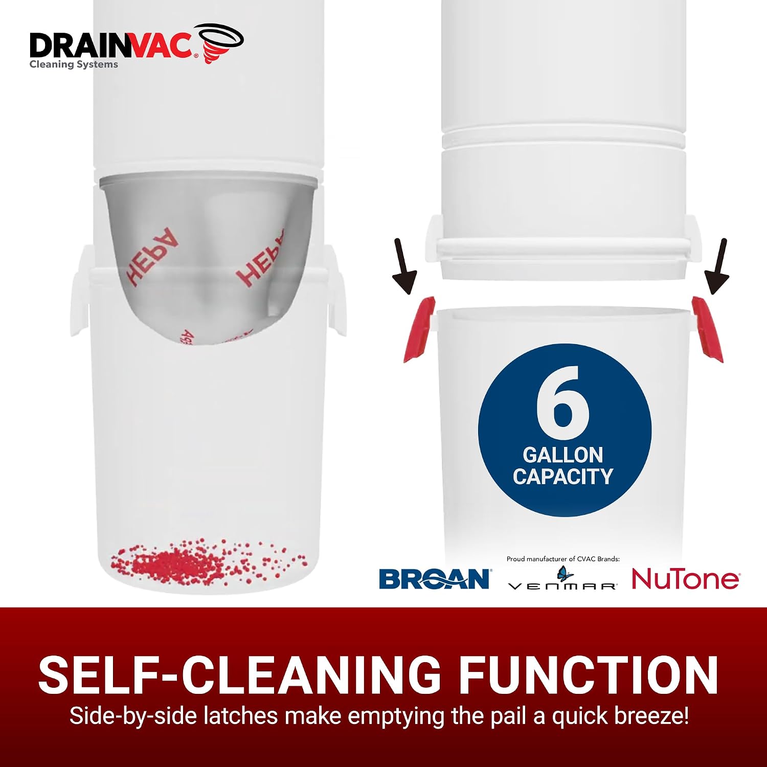 Drainvac Broan-nutone 550 Air watts Residential Central Vacuum System - Anti-Vibration, Powerful Suction