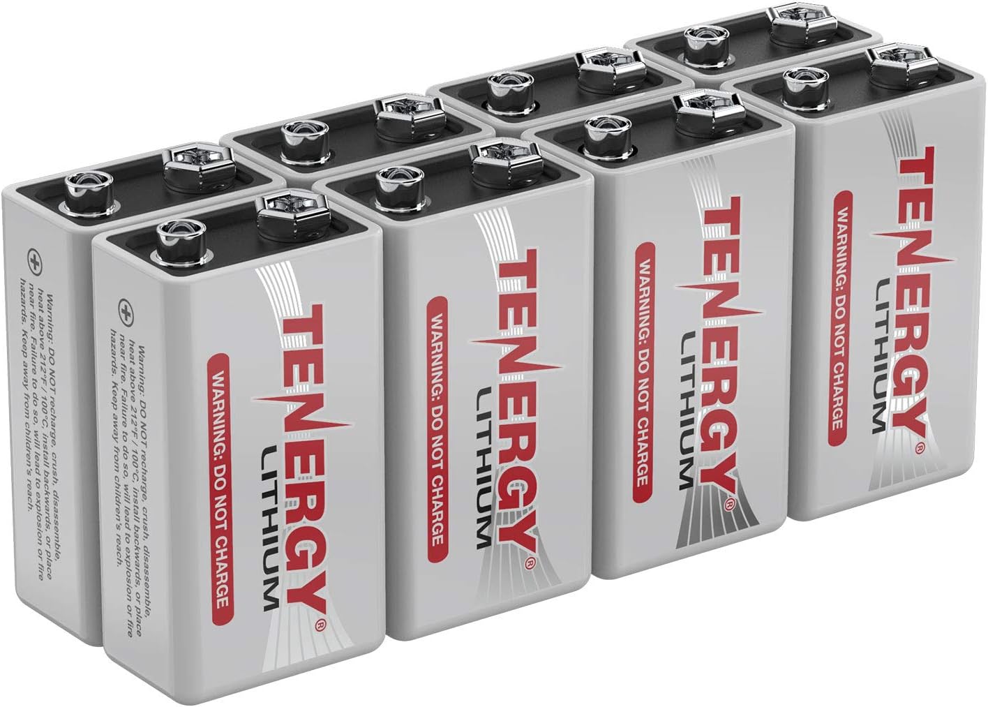 Tenergy 9V Lithium Batteries, 1200mah Non-Rechargeable Batteries, 10 Years Shelf Life Lithium 9 Volt Batteries, 2 Pack