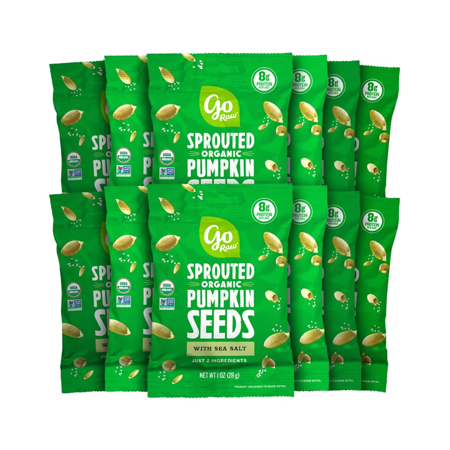 Go Raw Organic Sprouted Pumpkin Seeds - Sea Salted Pepita Snack | Keto, Non-GMO, Vegan, Gluten-Free, Kosher, Paleo, Protein-Packed Superfood, Healthy Vegan Snack for Adults and Kids, 14oz Bag