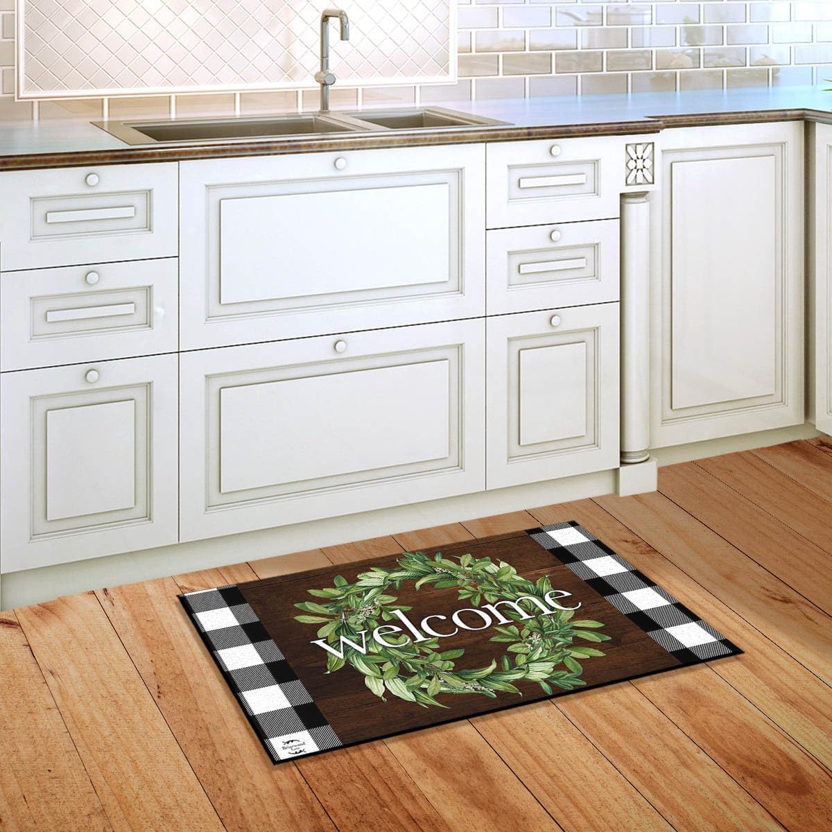 Briarwood Lane Doormat 30x18 Indoor Outdoor Farmhouse Wreath Spring for Spring Doormat