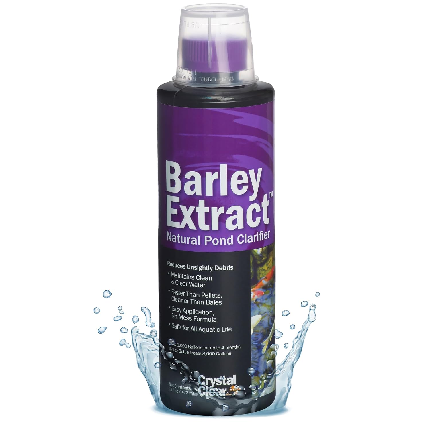 CrystalClear Barley Extract Pond Treatment, Water Clarifier, 2.5 Gallon | Natural for Fountains, Water Gardens & Koi Ponds, clears cloudiness and is Fish & Plant Safe