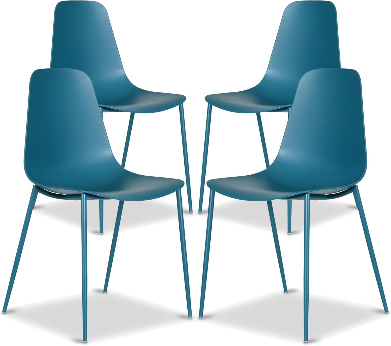 Poly & BARK Isla Modern Kitchen Chairs Set of 4 - Plastic Dining Chair with Metal Legs - Quick Assembly Simple Cafe Chairs Plastic for Indoor or