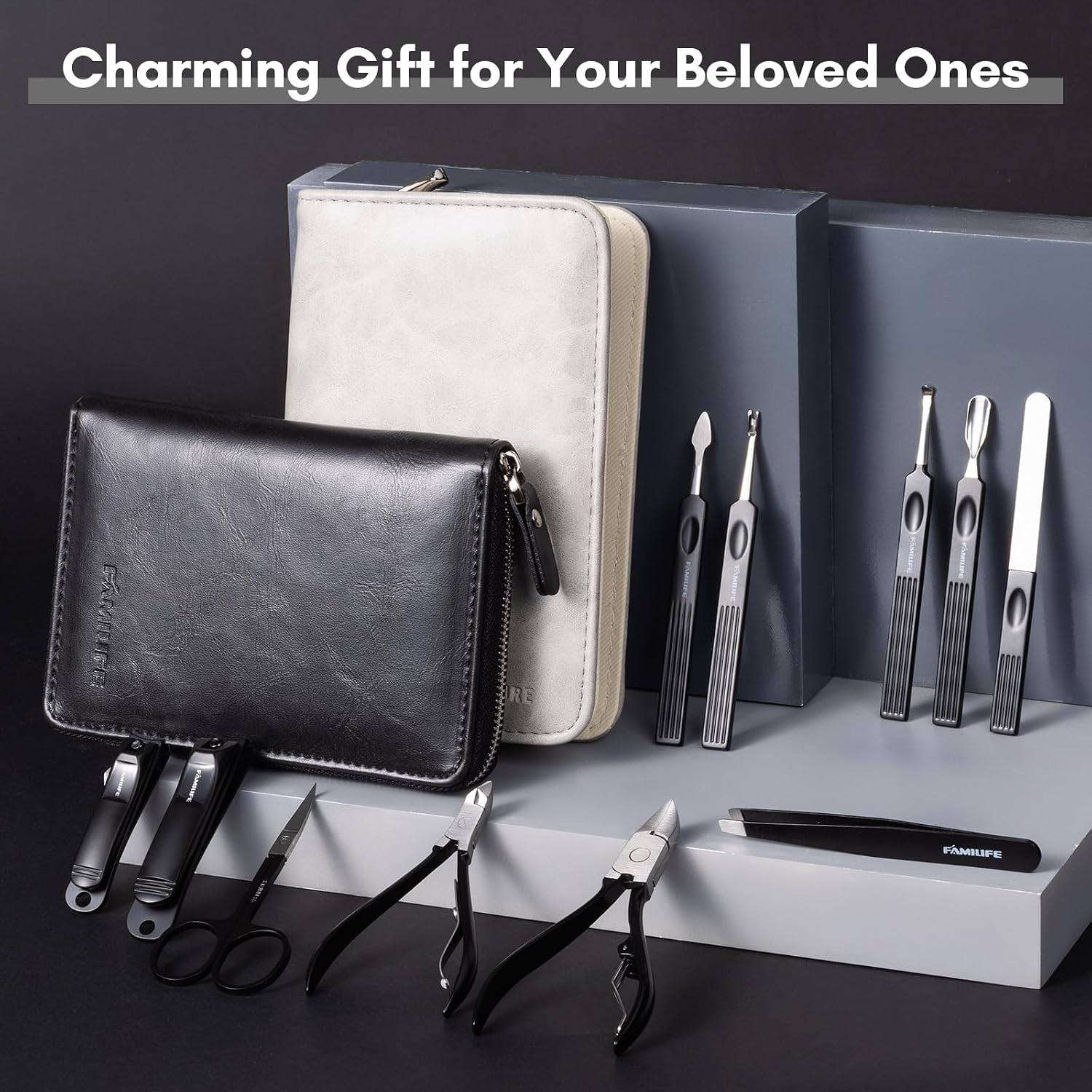 FAMILIFE Stainless Steel Manicure Set 11-in-1 Professional Nail Clipper Kit