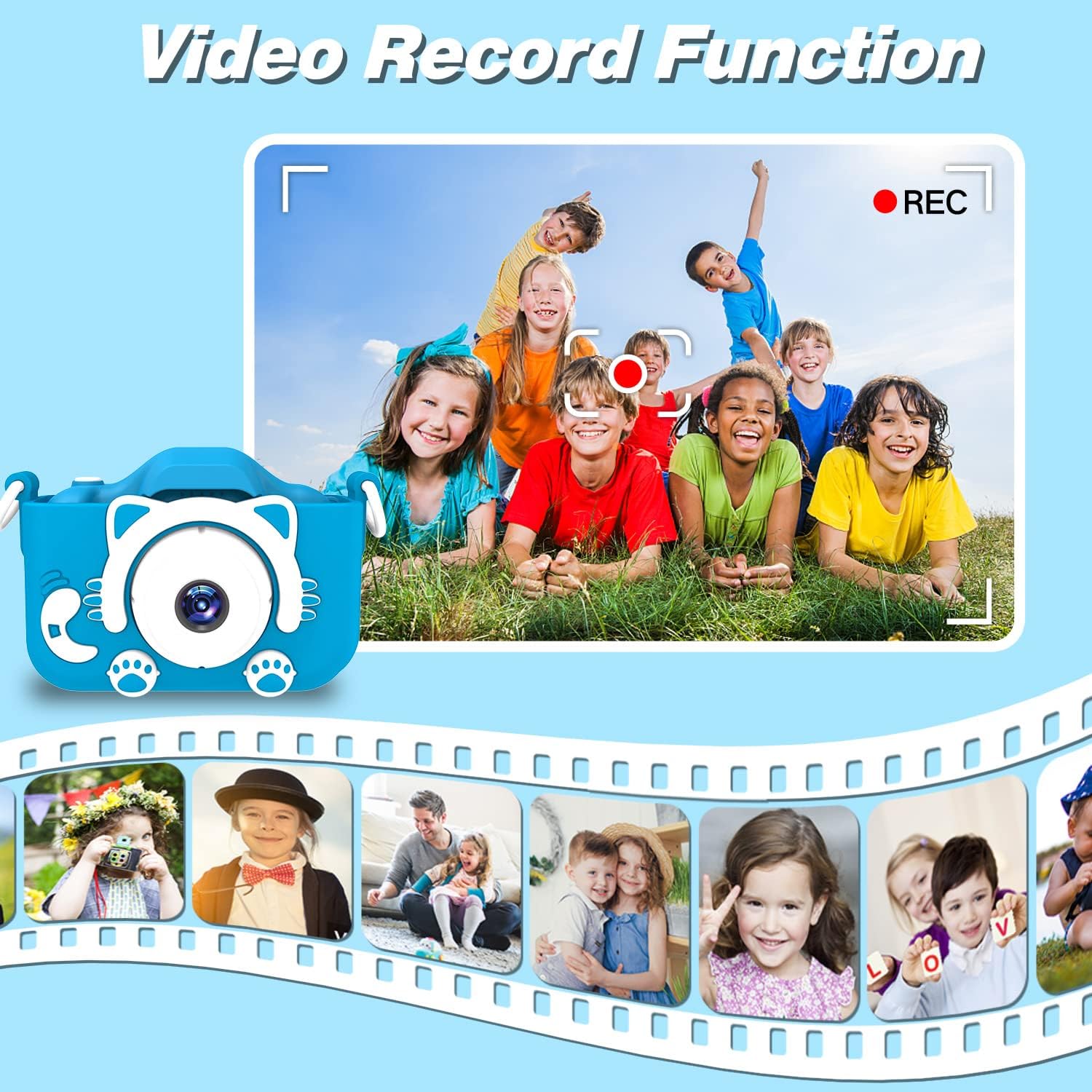 Goopow Kids Camera Toys for 3-8 Year Old Girls Boys,Children Digital Video Camcorder Camera with Cartoon Soft Cover, Best Chritmas Birthday Festival Gift for Kids