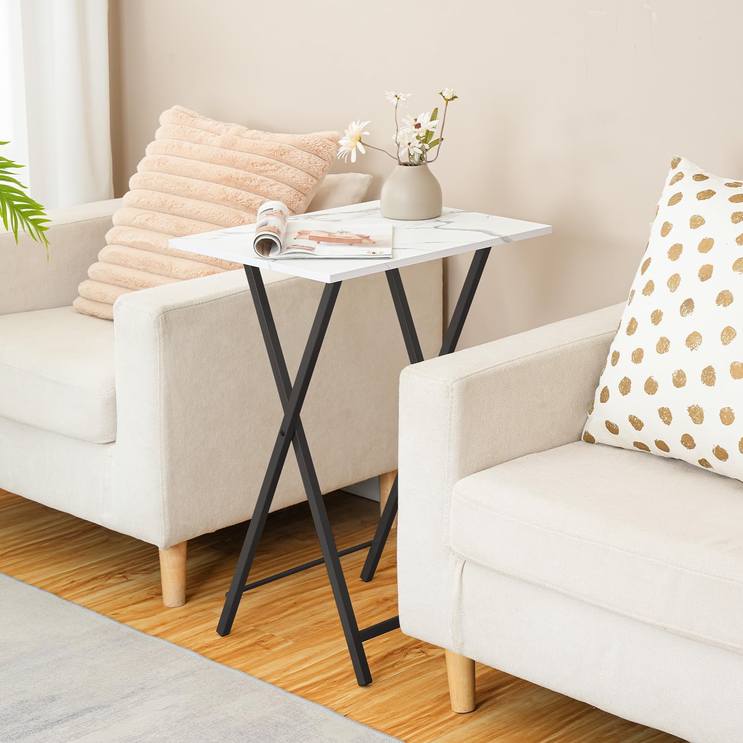 HOOBRO Folding TV Table, TV Tray, Stable Snack Table for Small Space, Portable Sofaside Desk, Easy Assembly and Storage