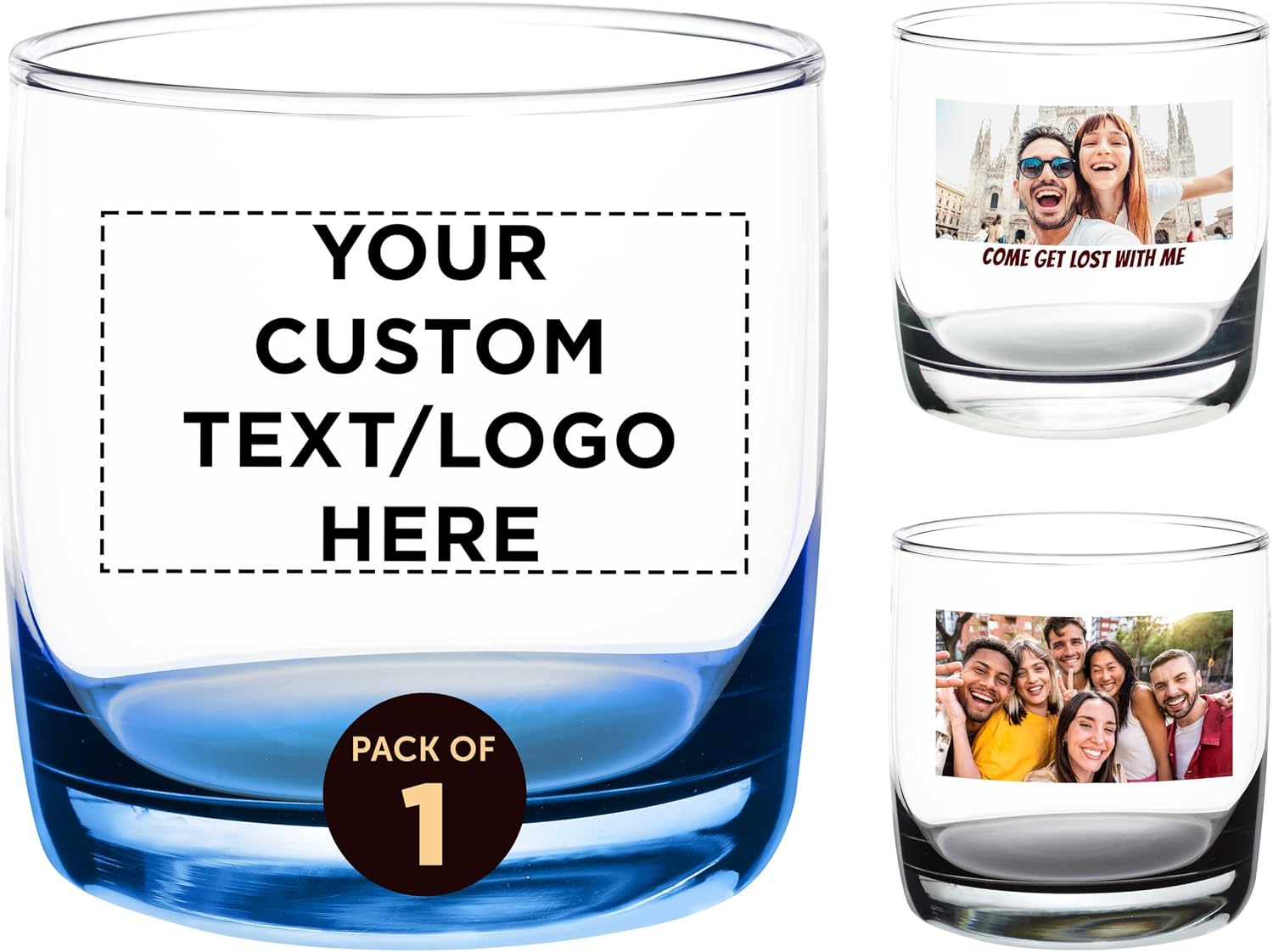 DISCOUNT PROMOS Custom Whiskey Glasses 10 oz Set of 10/50/100, Personalized Bulk Pack - Heavy Base Old Fashioned Glass, Perfect for Scotch, Bourbon