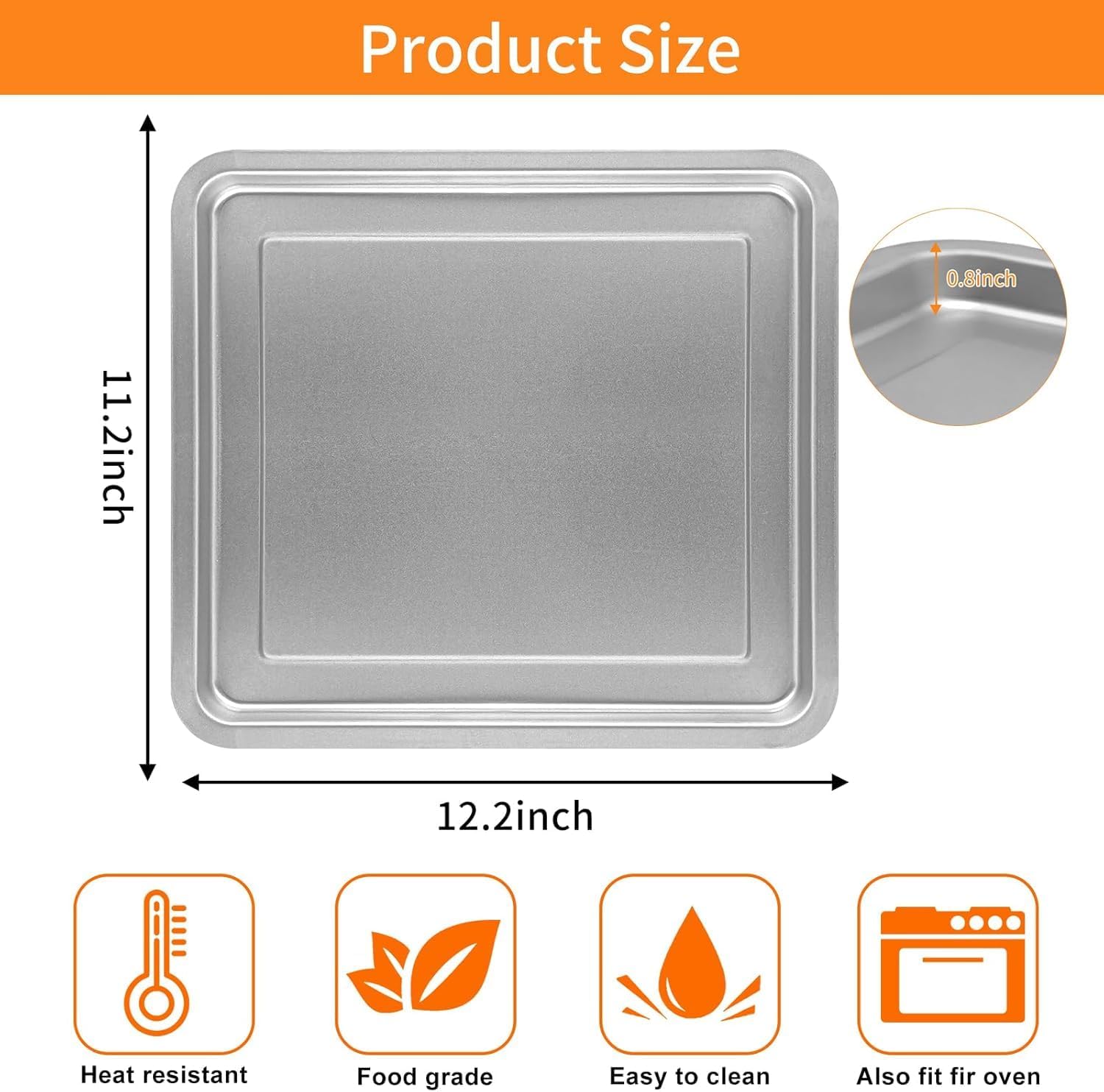Air Fryer Grill Pan for Emeril Lagasse Everyday 360 Air Fryer, 12''×10'' Stainless Steel Air Fryer Accessories Replacement Crisper Tray Bake Pan, Not fit for Emeril Lagasse 26 QT 25 QT French Door