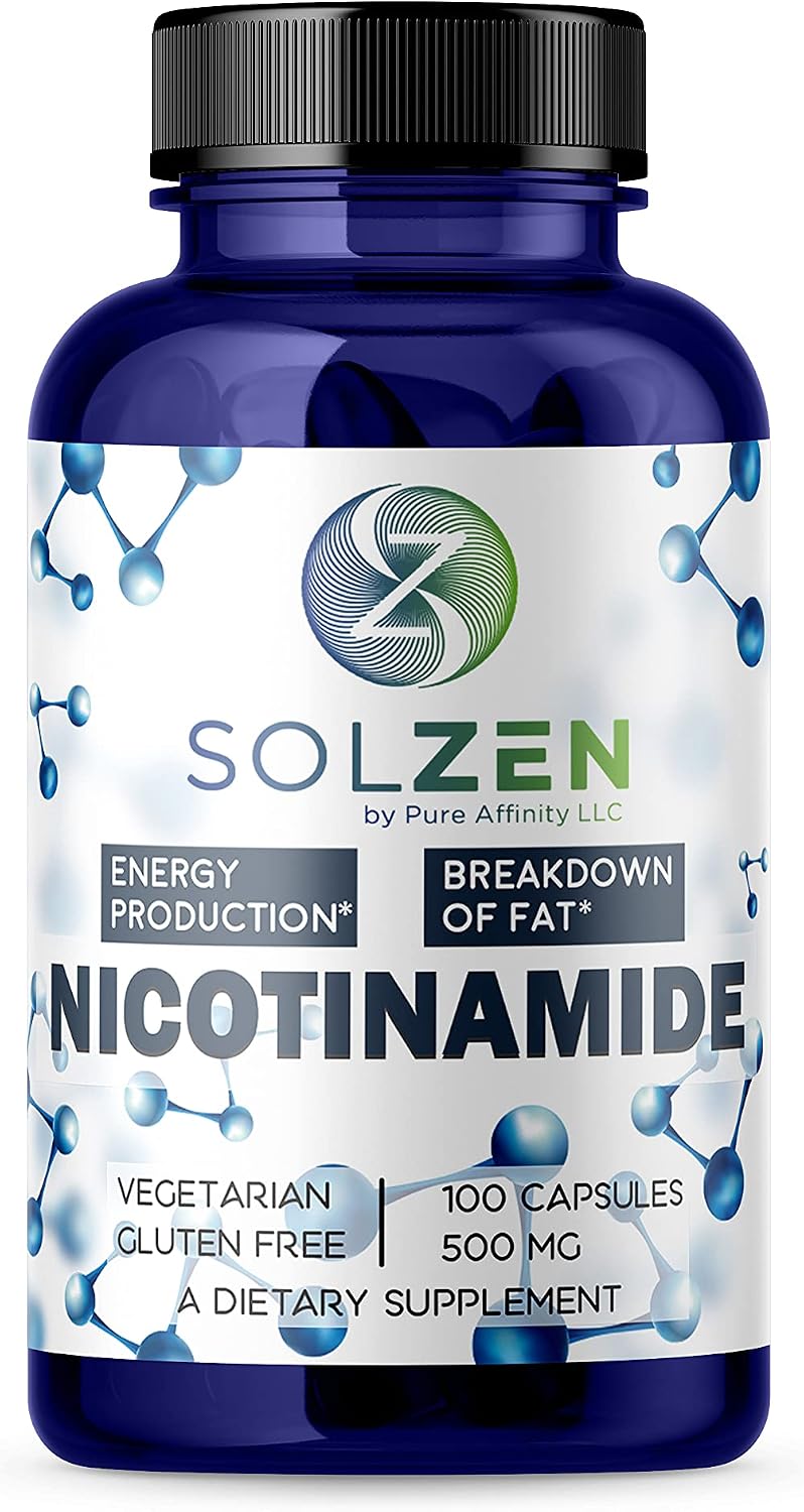 B3 Nicotinamide 500 mg Effective Flush-Free Niacin. Energy Booster, Cell Regenerator, That Supports Cognitive Decline
