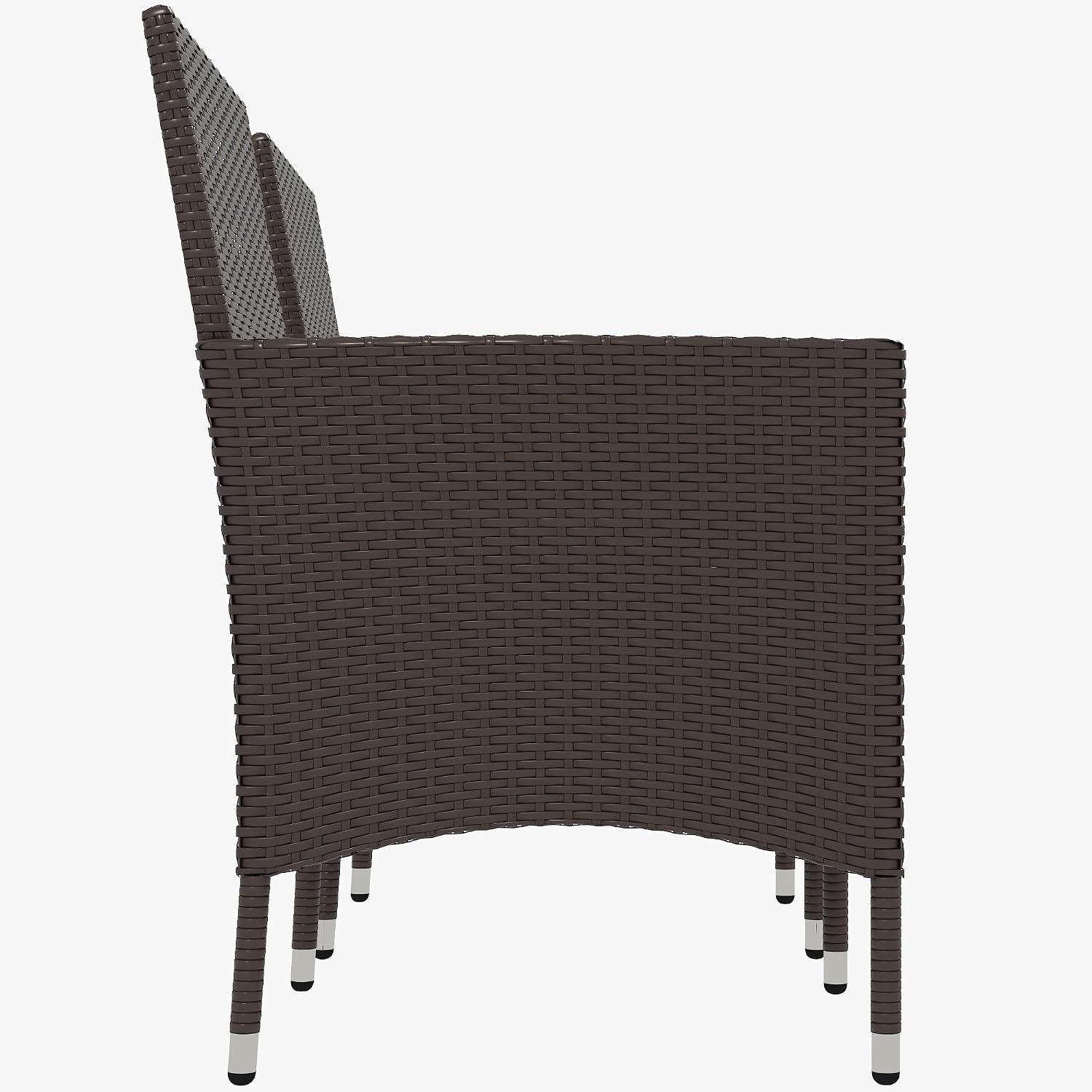 Outsunny Rattan Wicker Dining Chairs, Outdoor, 2 PCS, Dark Coffee | With Cushions, Anti-Slip Foot, Patio Stackable Chairs Set, Backyard, Garden, Lawn