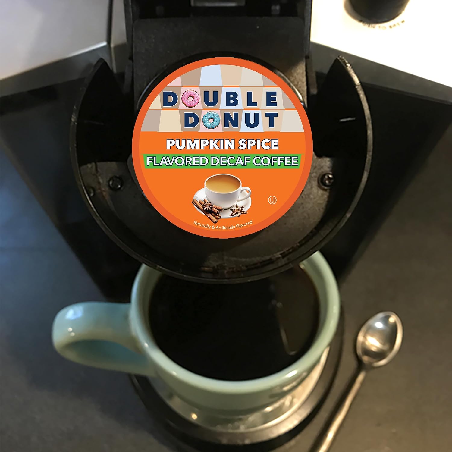 Double Donut Coffee Double Donut Medium Roast Decaf Coffee Pods, Classic, for Keurig K-Cup Machines, 24 Single-Serve Capsules per Box